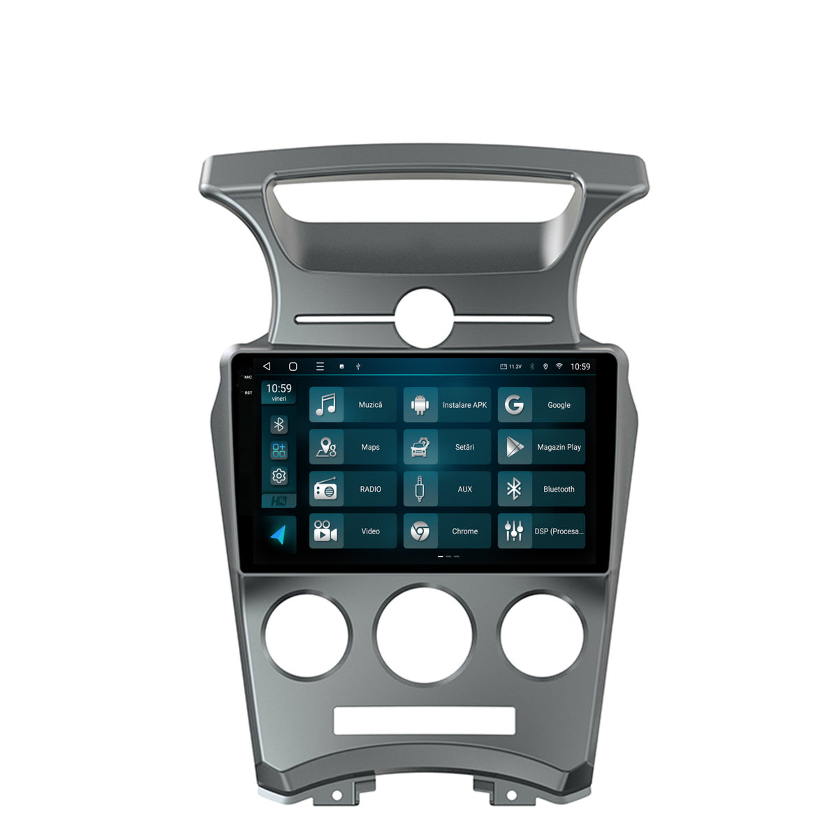 Navigatie 2K HUB64 Kia Carens (2007-2011), 4GB RAM, Android, Octacore, Slot Sim 4G, DSP, GPS, Wi-FI, Carplay, Android Auto, USB, Bluetooth, Waze, Touchscreen, 9.5 Inch