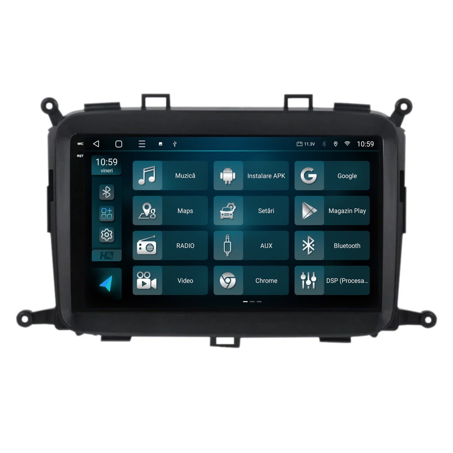 Navigatie 2K HUB64 Kia Carens (2012-2017), 8GB RAM, Android, Octacore, Slot Sim 4G, DSP, GPS, Wi-FI, Carplay, Android Auto, USB, Bluetooth, Waze, Touchscreen, 9.5 Inch