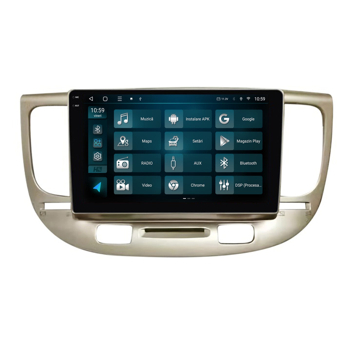 Navigatie 2K HUB64 Kia Rio (2005-2011), 4GB RAM, Android, Octacore, Slot Sim 4G, DSP, GPS, Wi-FI, Carplay, Android Auto, USB, Bluetooth, Waze, Touchscreen, 9.5 Inch