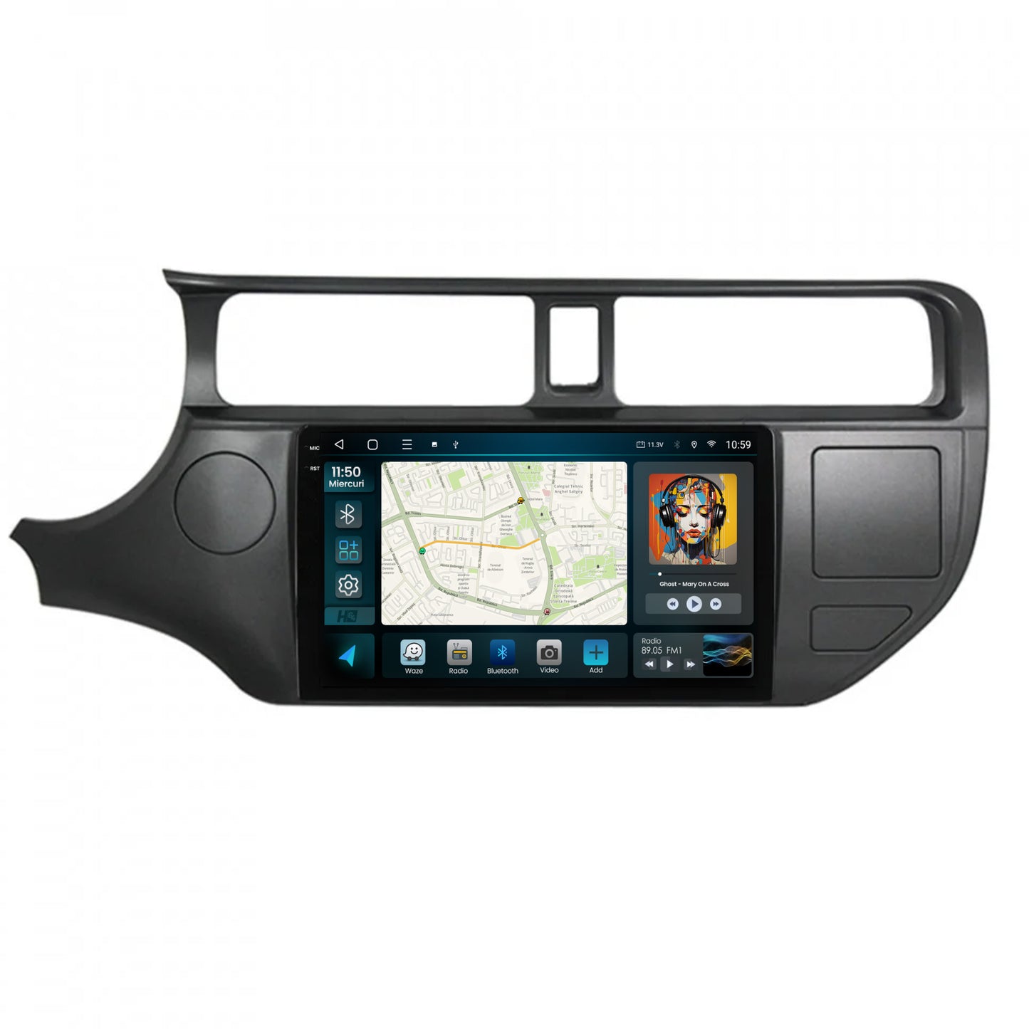 Navigatie 2K HUB64 Kia Rio (2011-2014), 4GB RAM, Android, Octacore, Slot Sim 4G, DSP, GPS, Wi-FI, Carplay, Android Auto, USB, Bluetooth, Waze, Touchscreen, 9.5 Inch