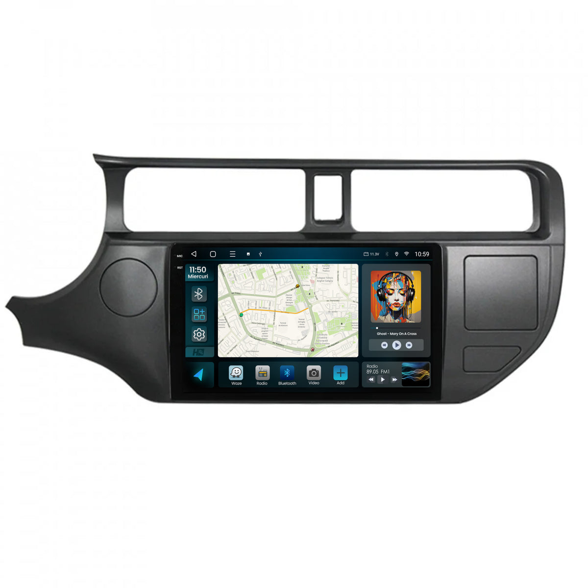 Navigatie 2K HUB64 Kia Rio (2011-2014), 8GB RAM, Android, Octacore, Slot Sim 4G, DSP, GPS, Wi-FI, Carplay, Android Auto, USB, Bluetooth, Waze, Touchscreen, 9.5 Inch