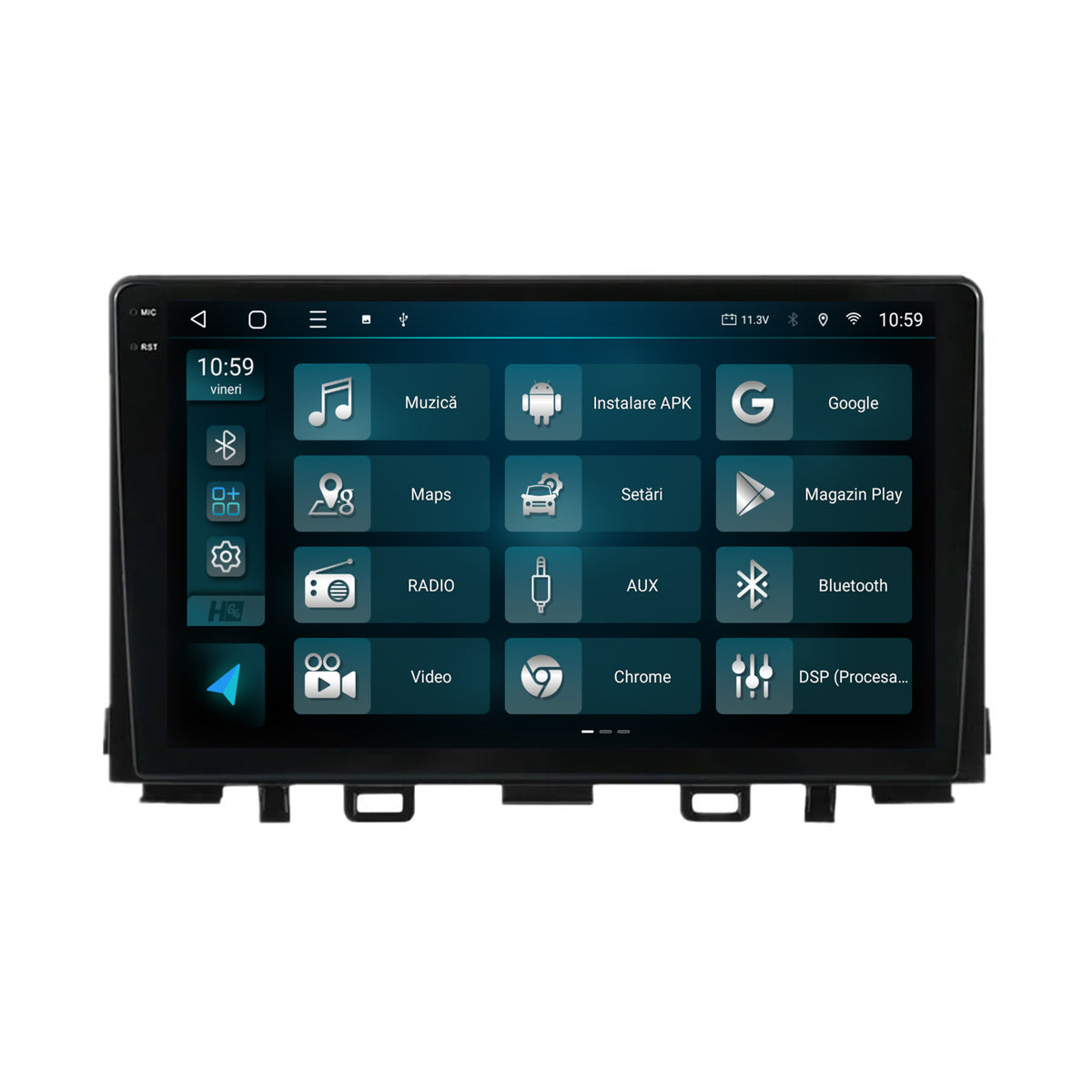 Navigatie 2K HUB64 Kia Rio (2017-2024), 4GB RAM, Android, Octacore, Slot Sim 4G, DSP, GPS, Wi-FI, Carplay, Android Auto, USB, Bluetooth, Waze, Touchscreen, 9.5 Inch