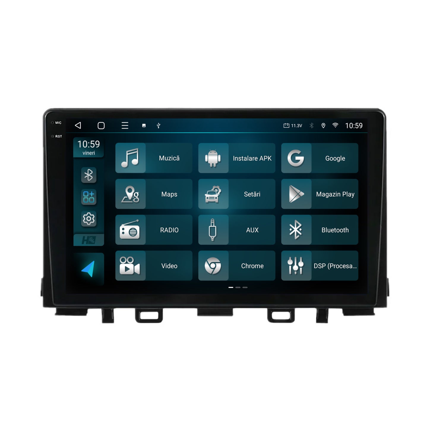 Navigatie 2K HUB64 Kia Rio (2017-2024), 4GB RAM, Android, Octacore, Slot Sim 4G, DSP, GPS, Wi-FI, Carplay, Android Auto, USB, Bluetooth, Waze, Touchscreen, 9.5 Inch