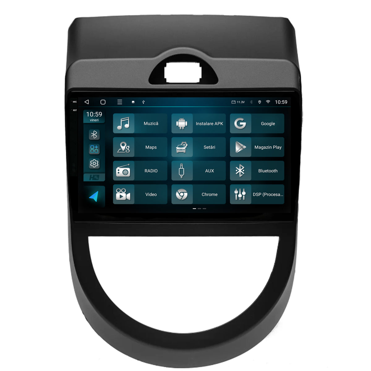 Navigatie 2K HUB64 Kia Soul (2009-2013), 8GB RAM, Android, Octacore, Slot Sim 4G, DSP, GPS, Wi-FI, Carplay, Android Auto, USB, Bluetooth, Waze, Touchscreen, 9.5 Inch