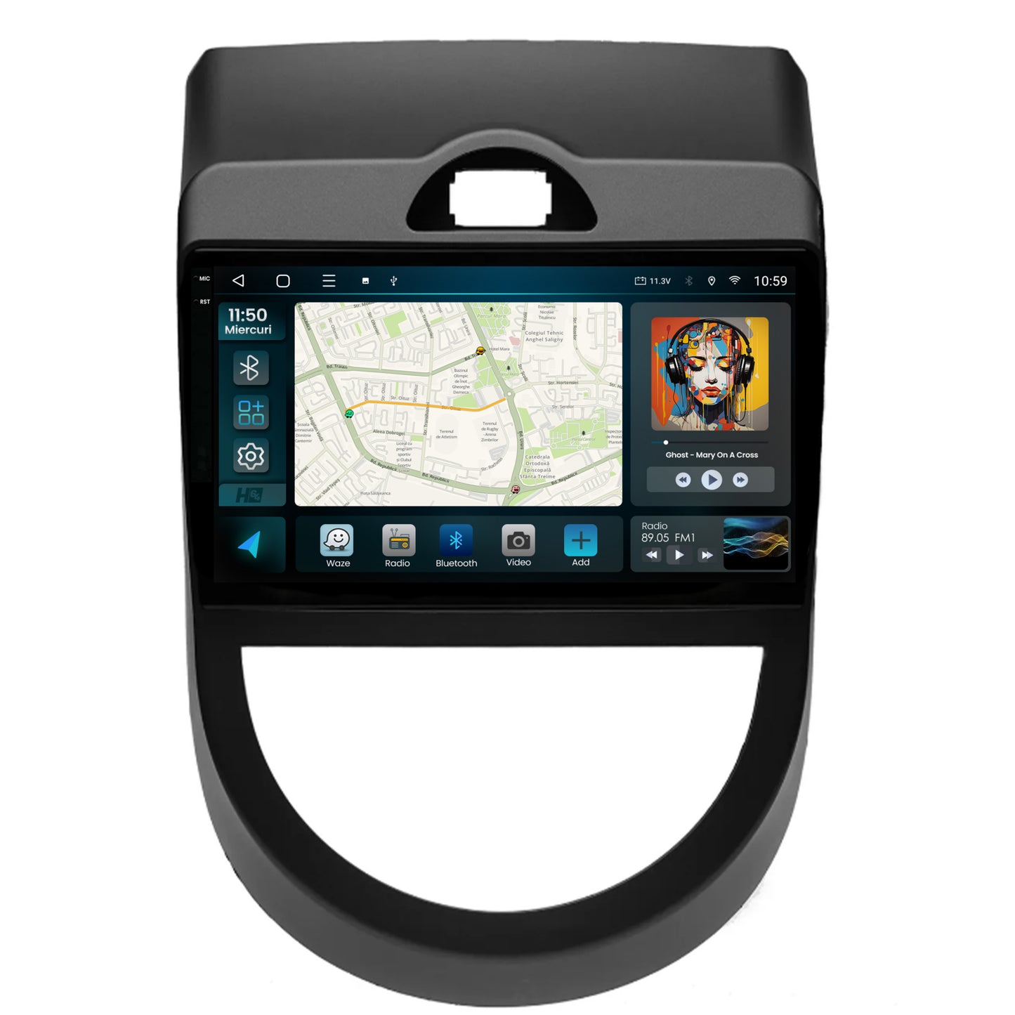 Navigatie 2K HUB64 Kia Soul (2009-2013), 8GB RAM, Android, Octacore, Slot Sim 4G, DSP, GPS, Wi-FI, Carplay, Android Auto, USB, Bluetooth, Waze, Touchscreen, 9.5 Inch