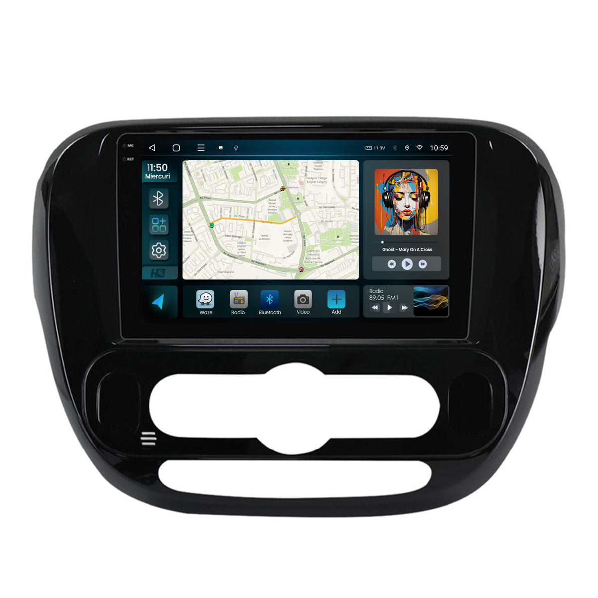 Navigatie 2K HUB64 Kia Soul (2014-2019), 4GB RAM, Android, Octacore, Slot Sim 4G, DSP, GPS, Wi-FI, Carplay, Android Auto, USB, Bluetooth, Waze, Touchscreen, 9.5 Inch