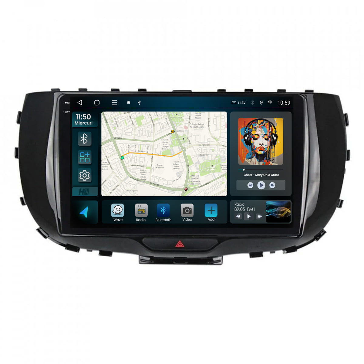Navigatie 2K HUB64 Kia Soul (2019+), 4GB RAM, Android, Octacore, Slot Sim 4G, DSP, GPS, Wi-FI, Carplay, Android Auto, USB, Bluetooth, Waze, Touchscreen, 9.5 Inch