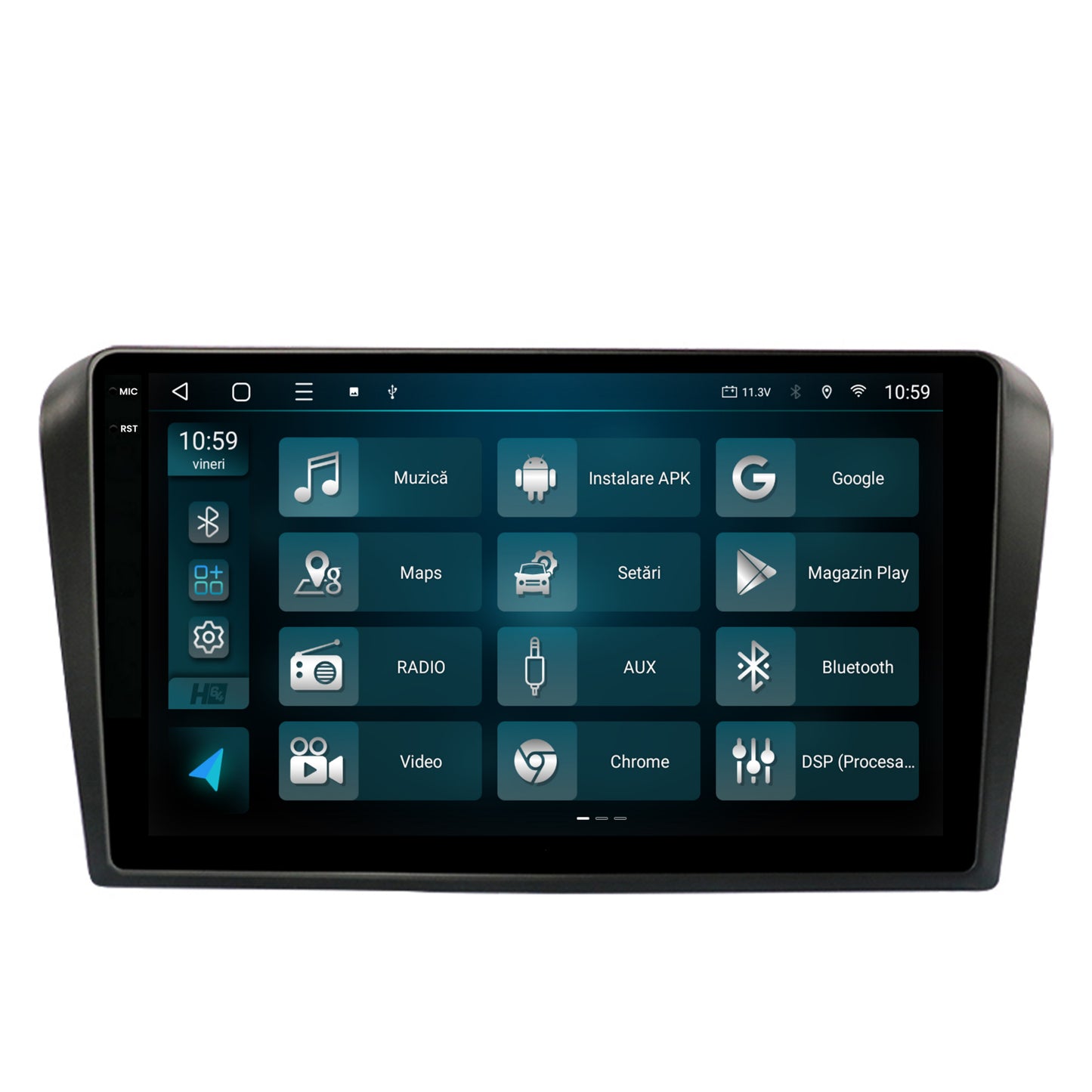 Navigatie 2K HUB64 Mazda 3 (2003-2009), 4GB RAM, Android, Octacore, Slot Sim 4G, DSP, GPS, Wi-FI, Carplay, Android Auto, USB, Bluetooth, Waze, Touchscreen, 9.5 Inch