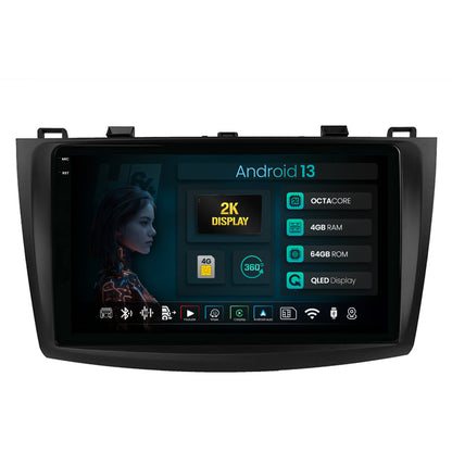 Navigatie 2K HUB64 Mazda 3 (2009-2013), 4GB RAM, Android, Octacore, Slot Sim 4G, DSP, GPS, Wi-FI, Carplay, Android Auto, USB, Bluetooth, Waze, Touchscreen, 9.5 Inch