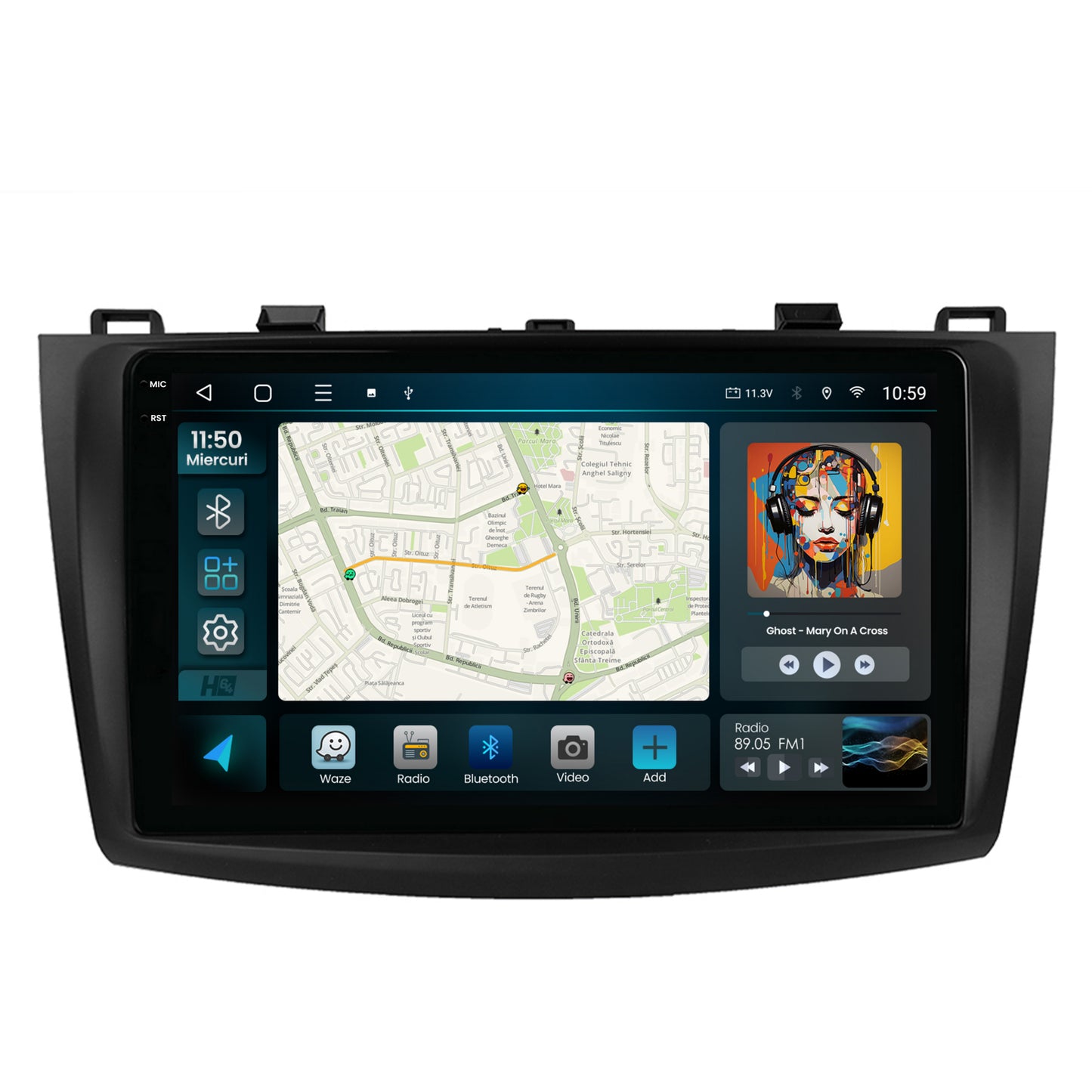 Navigatie 2K HUB64 Mazda 3 (2009-2013), 8GB RAM, Android, Octacore, Slot Sim 4G, DSP, GPS, Wi-FI, Carplay, Android Auto, USB, Bluetooth, Waze, Touchscreen, 9.5 Inch