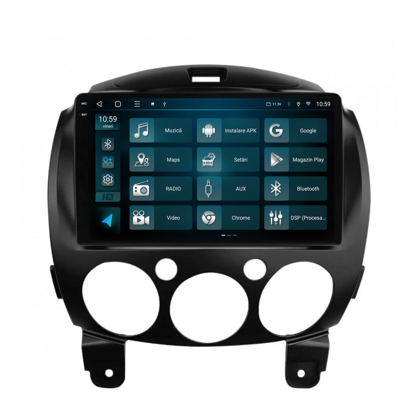 Navigatie 2K HUB64 Mazda 2 (2007-2014), 8GB RAM, Android, Octacore, Slot Sim 4G, DSP, GPS, Wi-FI, Carplay, Android Auto, USB, Bluetooth, Waze, Touchscreen, 9.5 Inch