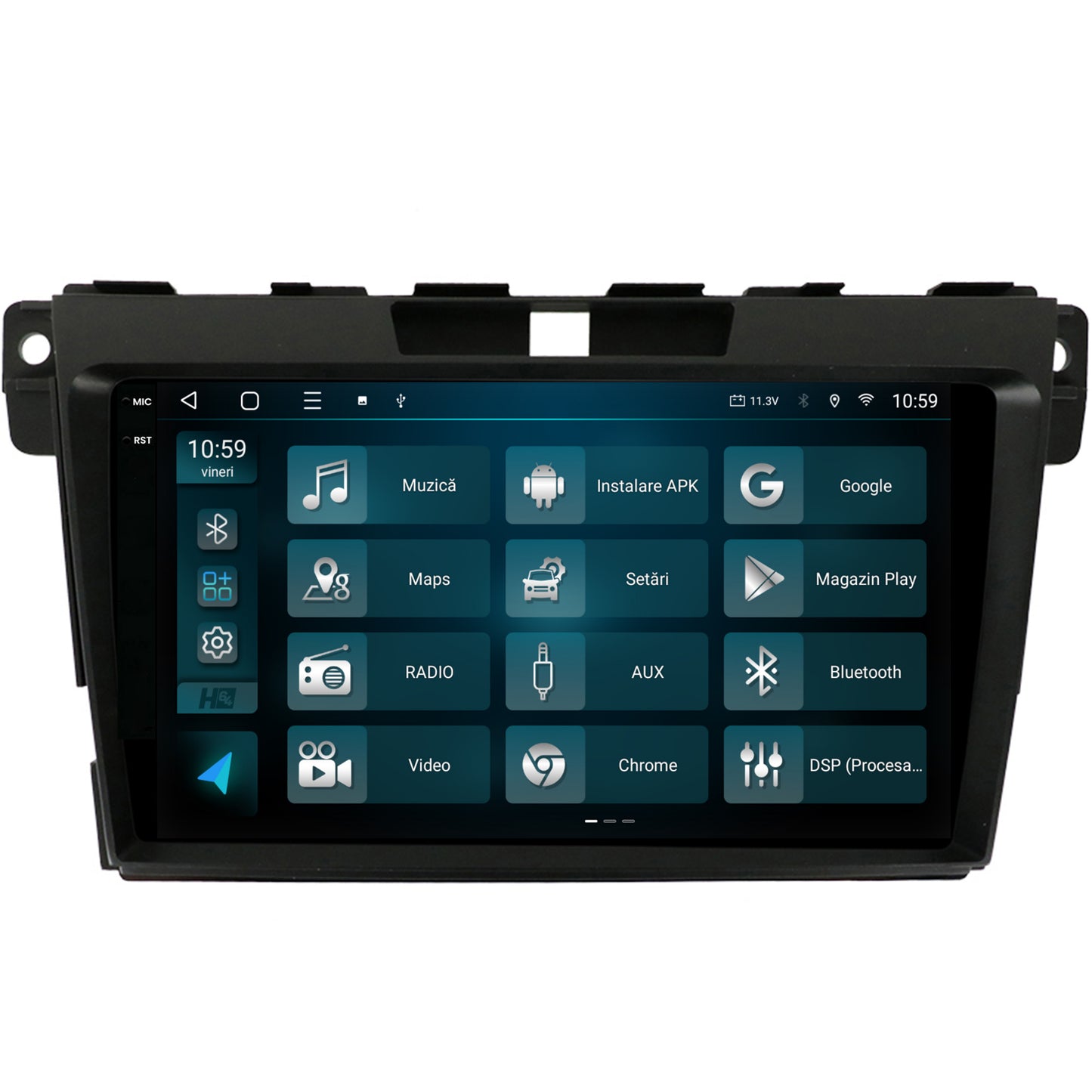 Navigatie 2K HUB64 Mazda CX-7 (2008-2013), 8GB RAM, Android, Octacore, Slot Sim 4G, DSP, GPS, Wi-FI, Carplay, Android Auto, USB, Bluetooth, Waze, Touchscreen, 9.5 Inch