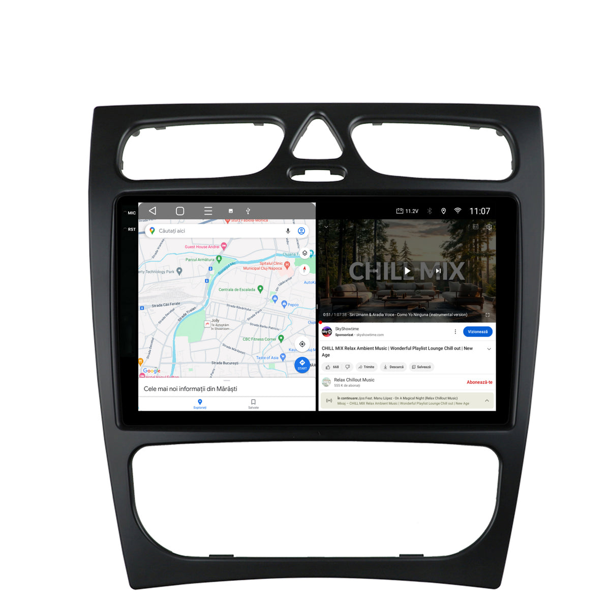 Navigatie 2K HUB64 Mercedes Benz C-Class W203 (2000-2005), 4GB RAM, Android, Octacore, Slot Sim 4G, DSP, GPS, Wi-FI, Carplay, Android Auto, USB, Bluetooth, Waze, Touchscreen, 9.5 Inch