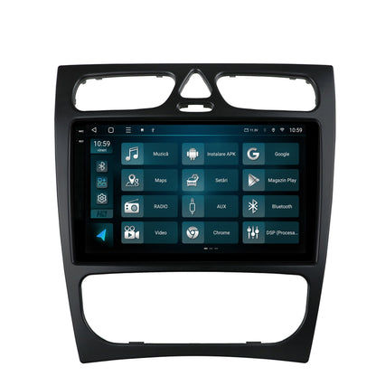 Navigatie 2K HUB64 Mercedes Benz C-Class W203 (2000-2005), 4GB RAM, Android, Octacore, Slot Sim 4G, DSP, GPS, Wi-FI, Carplay, Android Auto, USB, Bluetooth, Waze, Touchscreen, 9.5 Inch