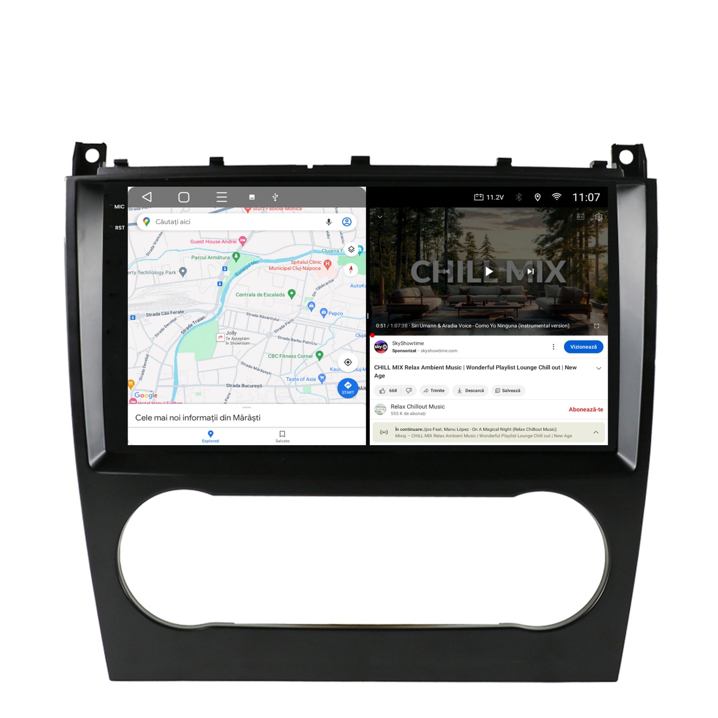 Navigatie 2K HUB64 Mercedes Benz C-Class W203 (2004-2008), 4GB RAM, Android, Octacore, Slot Sim 4G, DSP, GPS, Wi-FI, Carplay, Android Auto, USB, Bluetooth, Waze, Touchscreen, 9.5 Inch