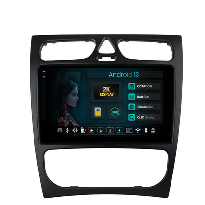 Navigatie 2K HUB64 Mercedes Benz C-Class W203 / CLK W209 (2000-2005), 8GB RAM, Android, Octacore, Slot Sim 4G, DSP, GPS, Wi-FI, Carplay, Android Auto, USB, Bluetooth, Waze, Touchscreen, 9.5 Inch