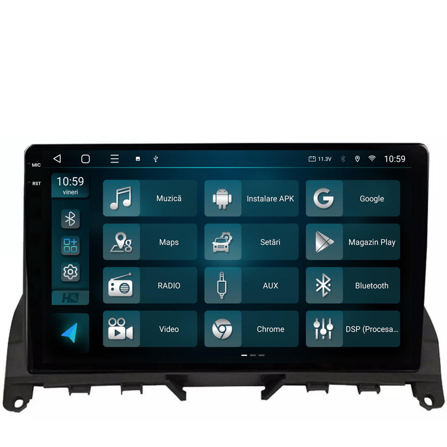 Navigatie 2K HUB64 Mercedes Benz C-Class W204 (2006-2012), 8GB RAM, Android, Octacore, Slot Sim 4G, DSP, GPS, Wi-FI, Carplay, Android Auto, USB, Bluetooth, Waze, Touchscreen, 9.5 Inch