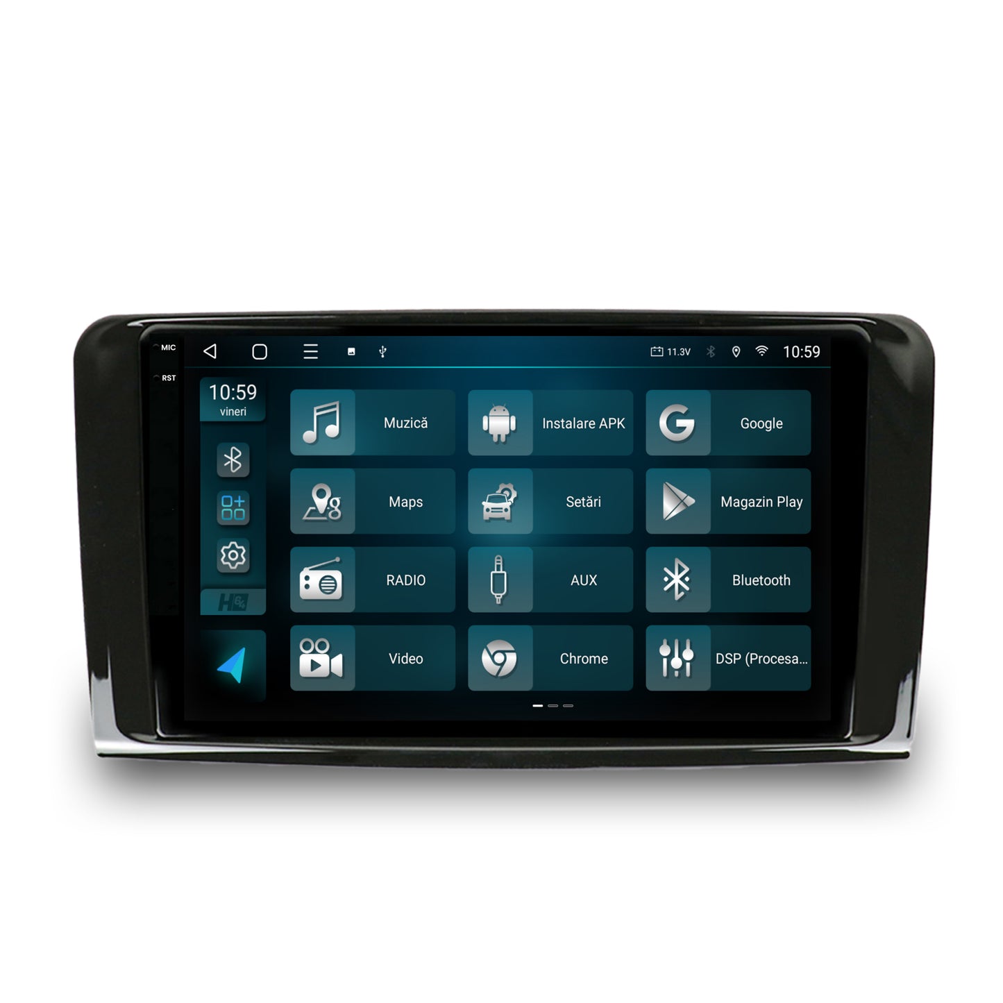 Navigatie 2K HUB64 Mercedes Benz ML W164 / GL X164, 8GB RAM, Android, Octacore, Slot Sim 4G, DSP, GPS, Wi-FI, Carplay, Android Auto, USB, Bluetooth, Waze, Touchscreen, 9.5 Inch