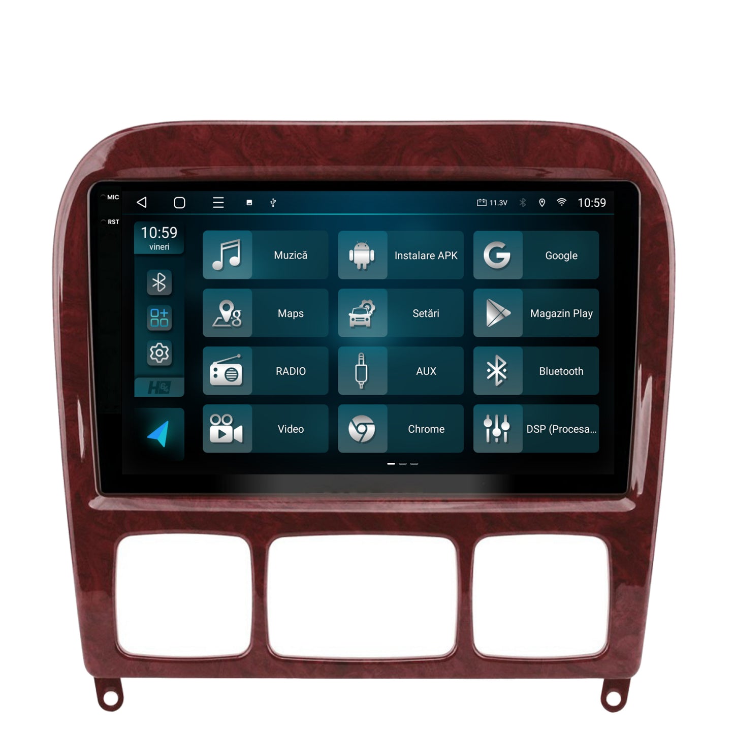Navigatie 2K HUB64 Mercedes Benz S-Class (1998-2005), 8GB RAM, Android, Octacore, Slot Sim 4G, DSP, GPS, Wi-FI, Carplay, Android Auto, USB, Bluetooth, Waze, Touchscreen, 9.5 Inch