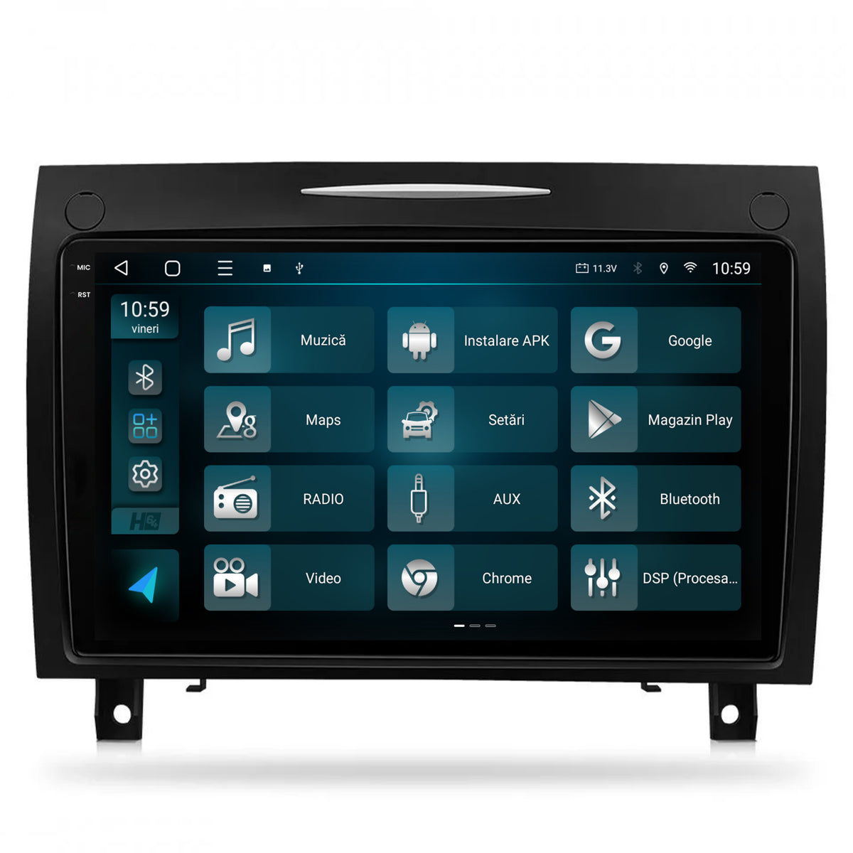 Navigatie 2K HUB64 Mercedes Benz SLK (2006-2010), 8GB RAM, Android, Octacore, Slot Sim 4G, DSP, GPS, Wi-FI, Carplay, Android Auto, USB, Bluetooth, Waze, Touchscreen, 9.5 Inch