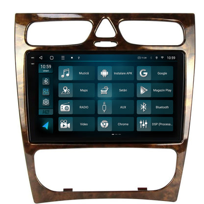 Navigatie 2K HUB64 Benz C Class (W203) (2002-2004), 8GB RAM, Android, Octacore, Slot Sim 4G, DSP, GPS, Wi-FI, Carplay, Android Auto, USB, Bluetooth, Waze, Touchscreen, 9.5 Inch