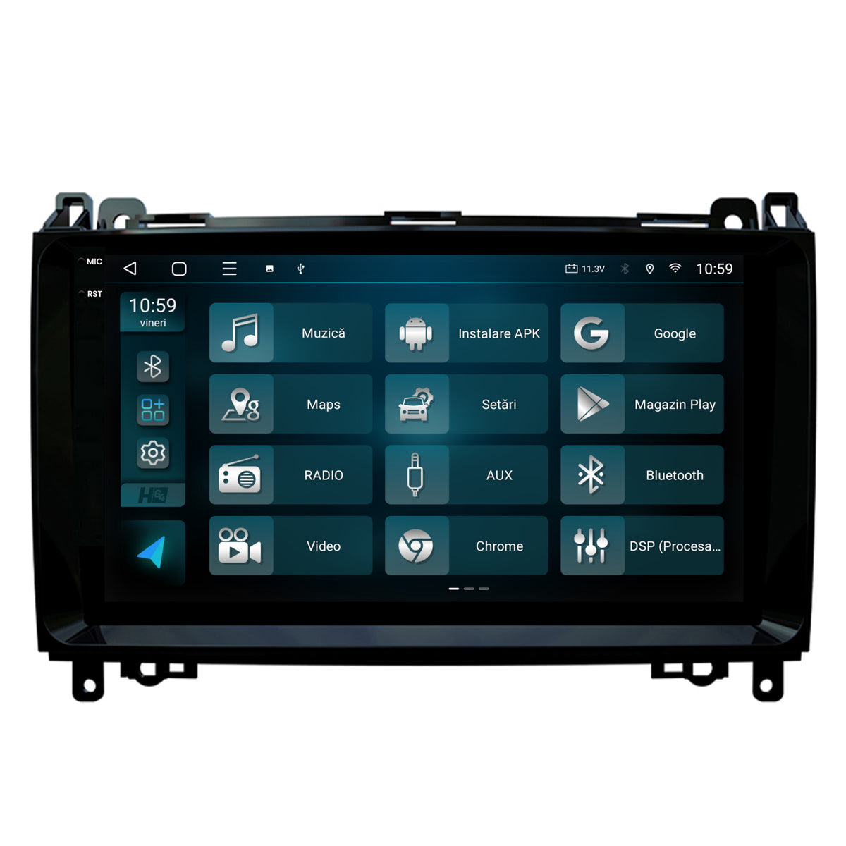 Navigatie 2K HUB64 Mercedes Benz Sprinter, Viano, Vito, A/B Class, Crafter, 4GB RAM, Android, Octacore, Slot Sim 4G, DSP, GPS, Wi-FI, Carplay, Android Auto, USB, Bluetooth, Waze, Touchscreen, 9