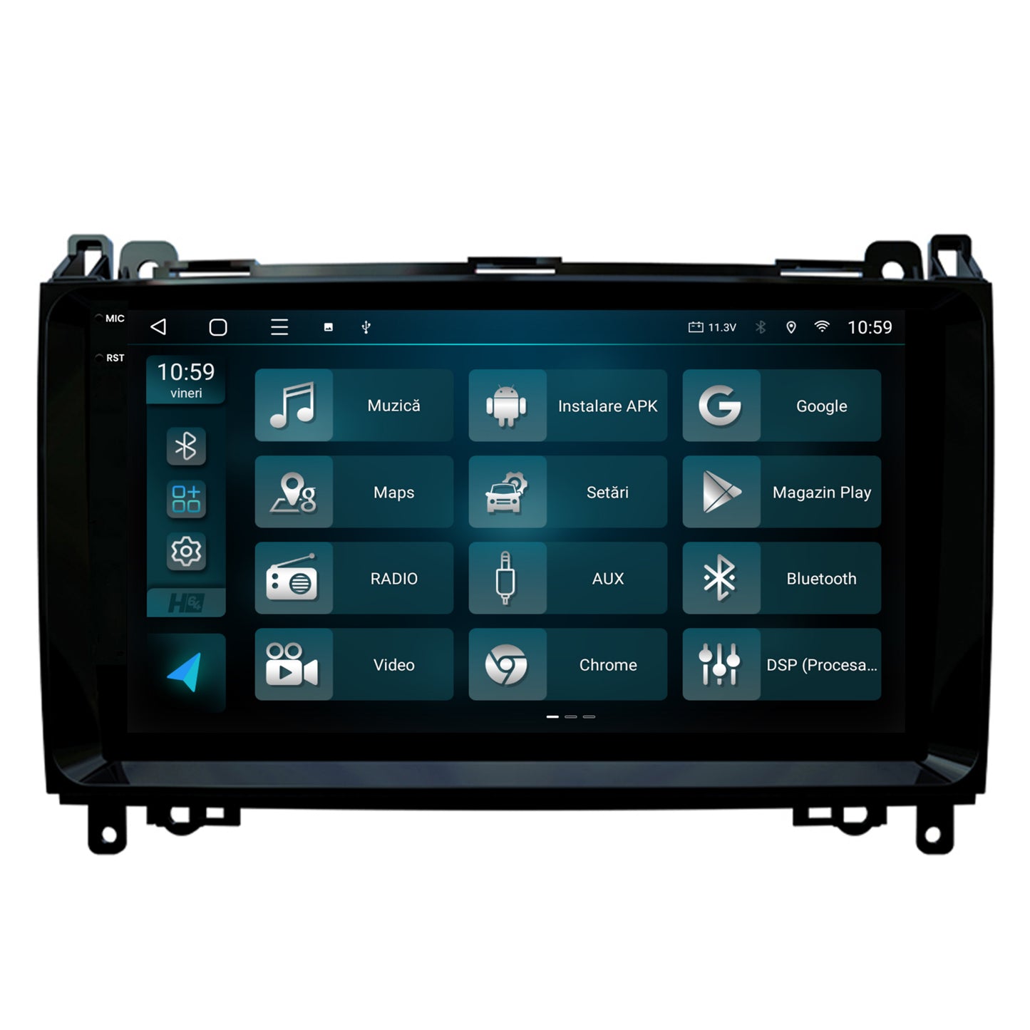 Navigatie 2K HUB64 Mercedes Benz Sprinter, Viano, Vito, A/B Class, Crafter, 8GB RAM, Android, Octacore, Slot Sim 4G, DSP, GPS, Wi-FI, Carplay, Android Auto, USB, Bluetooth, Waze, Touchscreen,