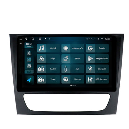 Navigatie 2K HUB64 Mercedes Benz W211/CLS, 8GB RAM, Android, Octacore, Slot Sim 4G, DSP, GPS, Wi-FI, Carplay, Android Auto, USB, Bluetooth, Waze, Touchscreen, 9.5 Inch