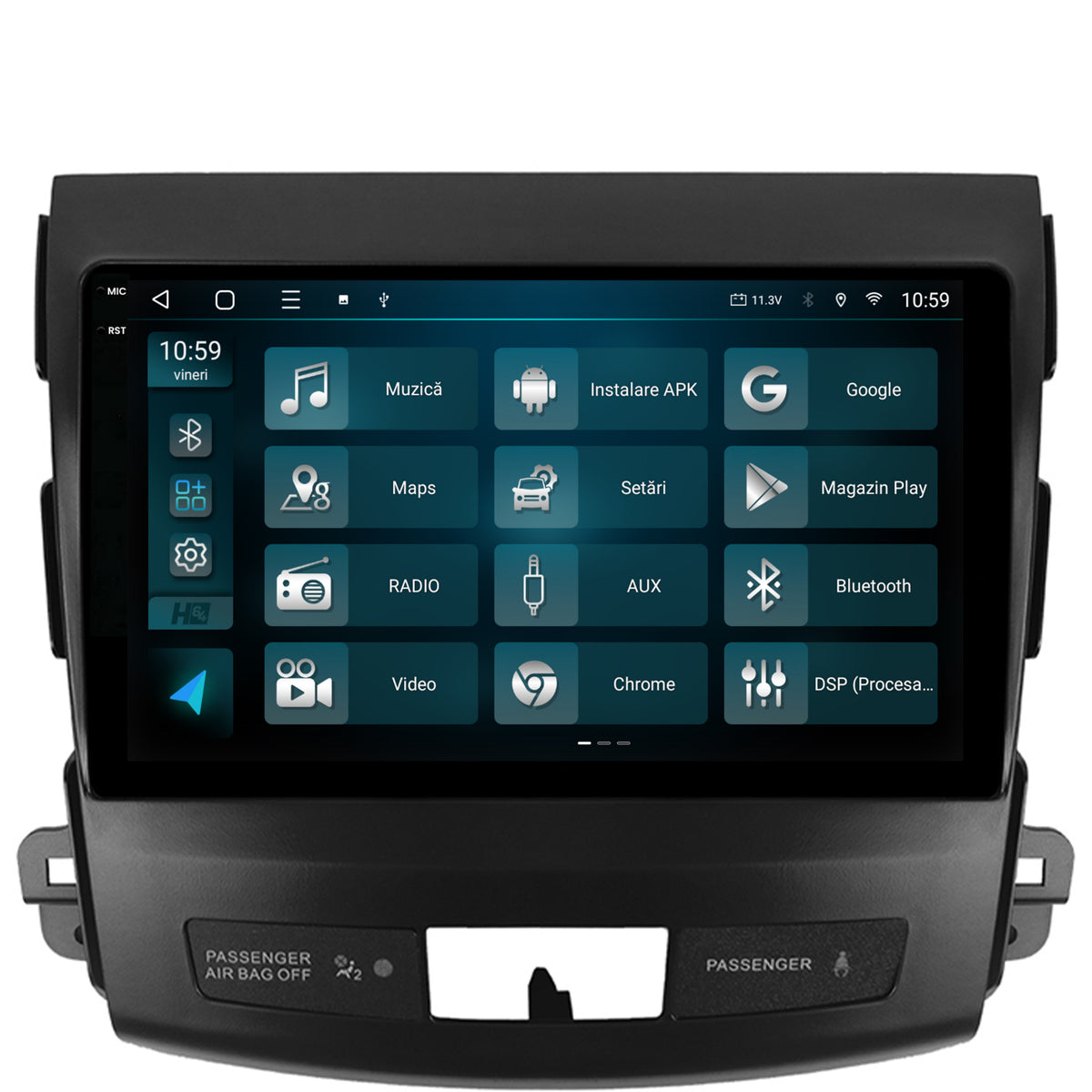 Navigatie 2K HUB64 Mitstubishi Outlander / Peugeot 4007 / Citroen C-Crosser, 4GB RAM, Android, Octacore, Slot Sim 4G, DSP, GPS, Wi-FI, Carplay, Android Auto, USB, Bluetooth, Waze, Touchscreen,