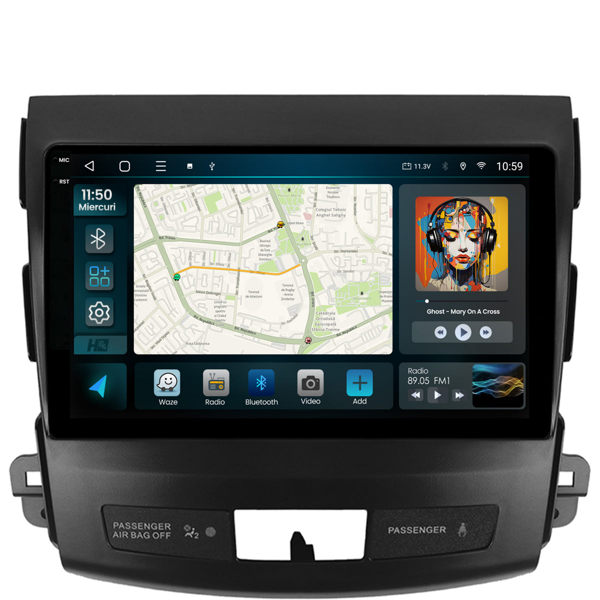 Navigatie 2K HUB64 Mitstubishi Outlander / Peugeot 4007 / Citroen C-Crosser, 4GB RAM, Android, Octacore, Slot Sim 4G, DSP, GPS, Wi-FI, Carplay, Android Auto, USB, Bluetooth, Waze, Touchscreen,
