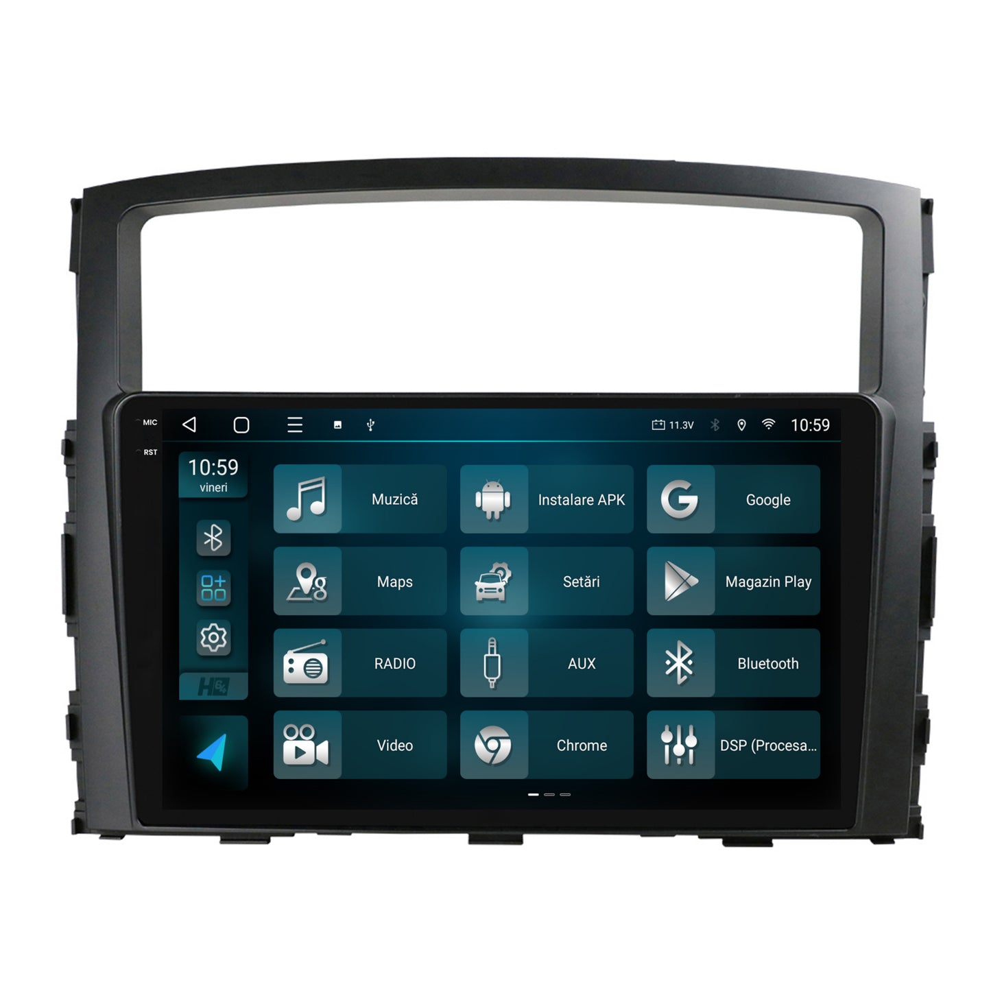 Navigatie 2K HUB64 Mitstubishi Pajero (2006-2014), 4GB RAM, Android, Octacore, Slot Sim 4G, DSP, GPS, Wi-FI, Carplay, Android Auto, USB, Bluetooth, Waze, Touchscreen, 9.5 Inch