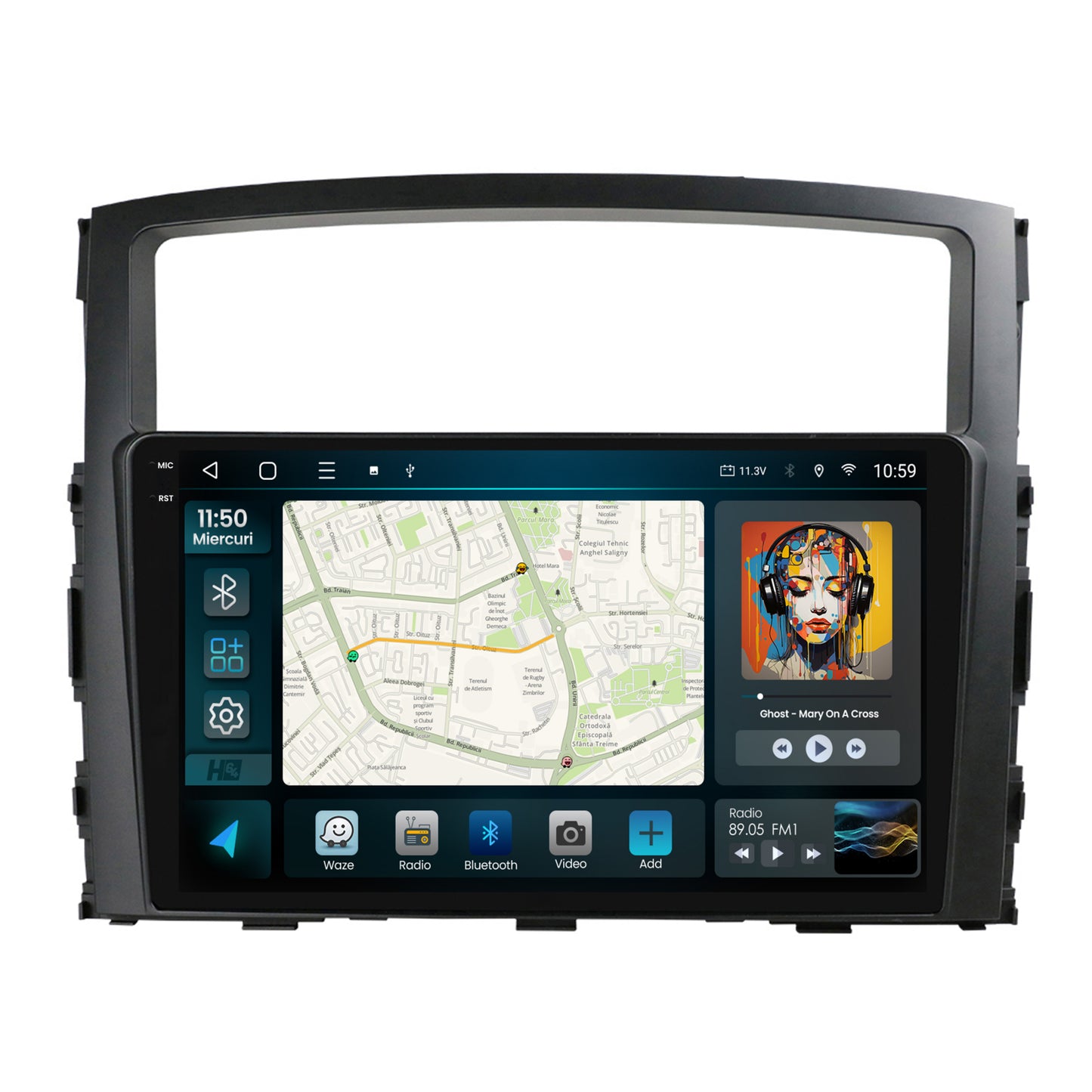 Navigatie 2K HUB64 Mitstubishi Pajero (2006-2014), 4GB RAM, Android, Octacore, Slot Sim 4G, DSP, GPS, Wi-FI, Carplay, Android Auto, USB, Bluetooth, Waze, Touchscreen, 9.5 Inch
