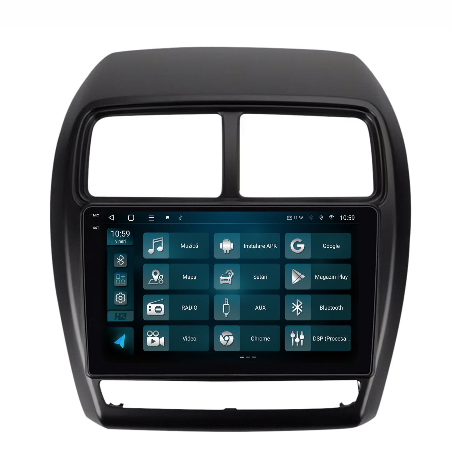 Navigatie 2K HUB64 Mitsubishi ASX (2016-2019), 4GB RAM, Android, Octacore, Slot Sim 4G, DSP, GPS, Wi-FI, Carplay, Android Auto, USB, Bluetooth, Waze, Touchscreen, 9.5 Inch
