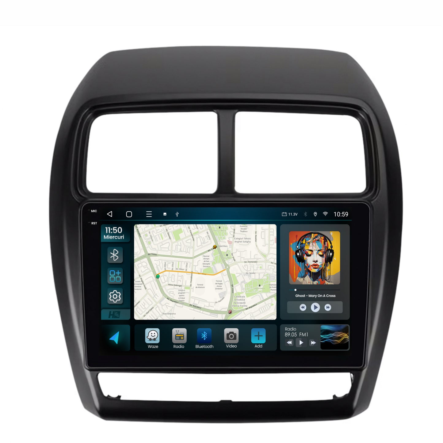 Navigatie 2K HUB64 Mitsubishi ASX (2016-2019, 8GB RAM, Android, Octacore, Slot Sim 4G, DSP, GPS, Wi-FI, Carplay, Android Auto, USB, Bluetooth, Waze, Touchscreen, 9.5 Inch