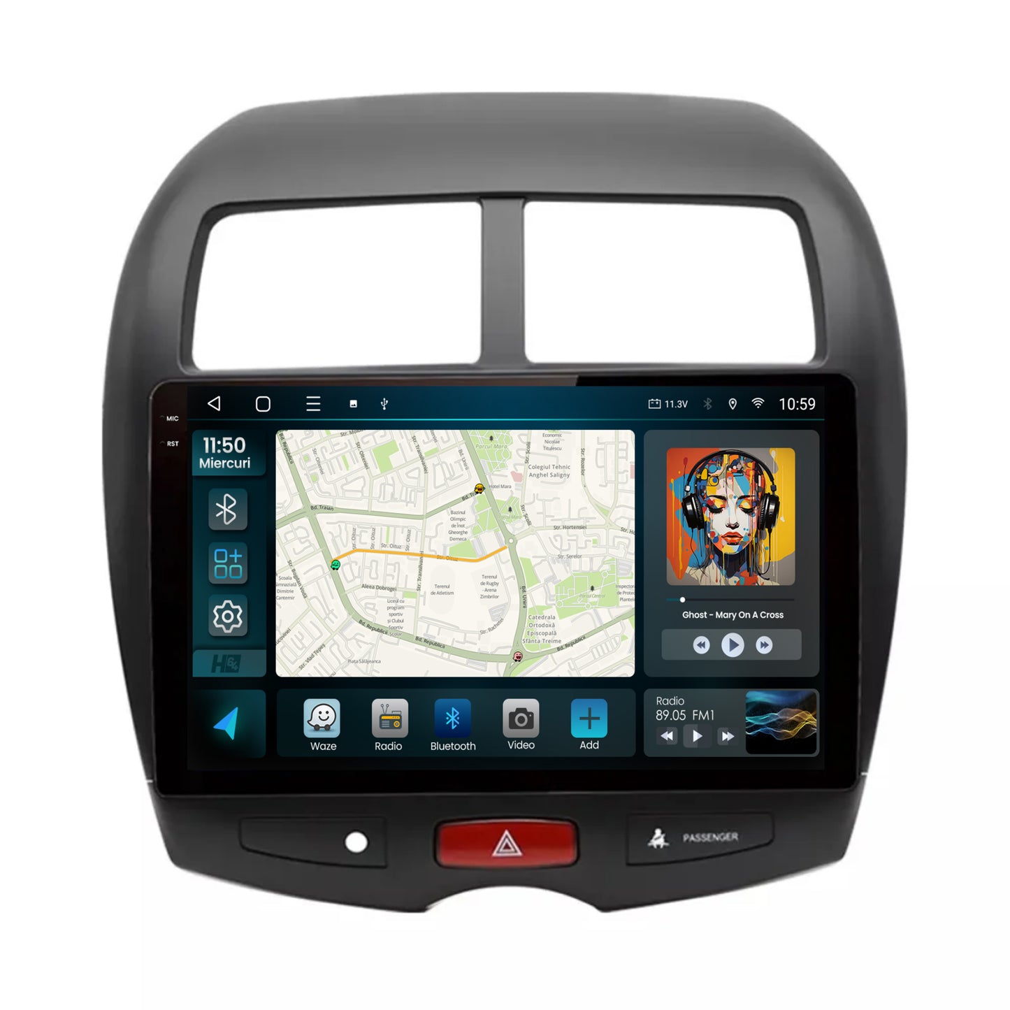 Navigatie 2K HUB64 Mitsubishi ASX / Peugeot 4008 (2010-2018), 8GB RAM, Android, Octacore, Slot Sim 4G, DSP, GPS, Wi-FI, Carplay, Android Auto, USB, Bluetooth, Waze, Touchscreen, 10.36 Inch
