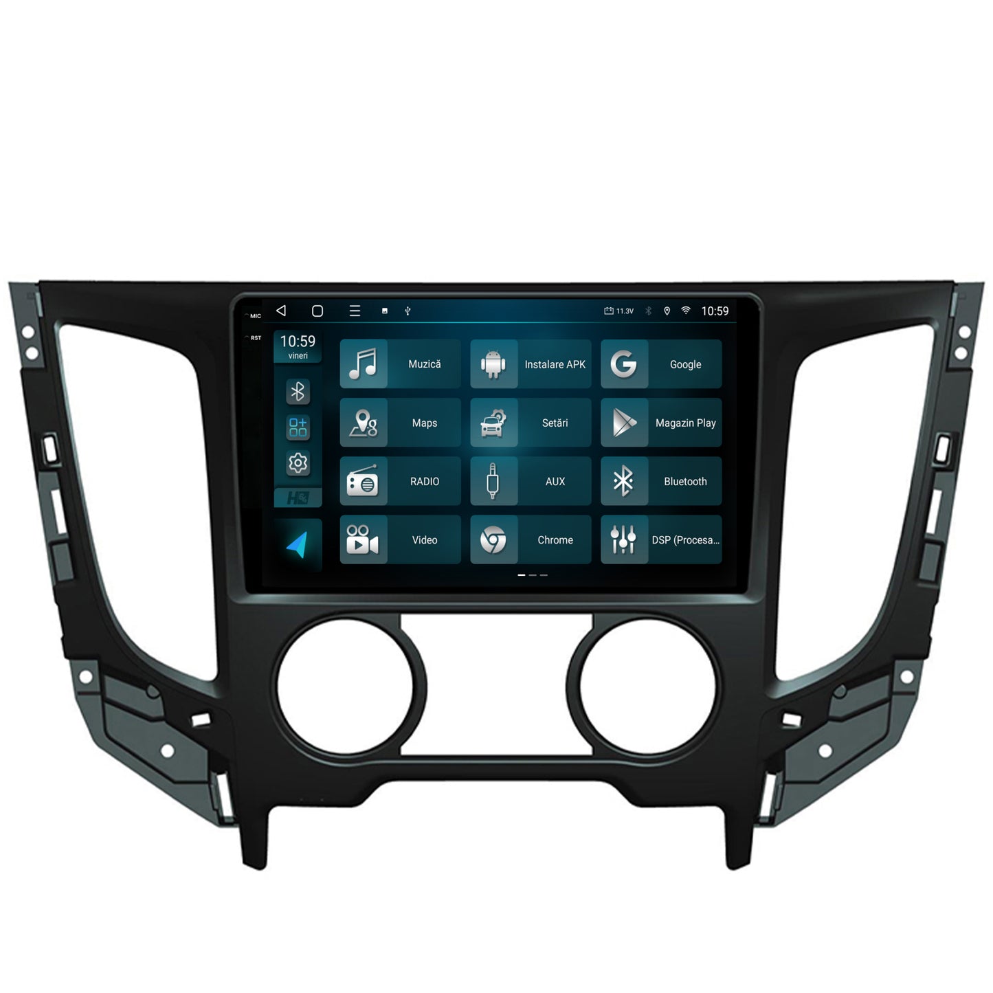 Navigatie 2K HUB64 Mitsubishi L200 (2014-2020), 8GB RAM, Android, Octacore, Slot Sim 4G, DSP, GPS, Wi-FI, Carplay, Android Auto, USB, Bluetooth, Waze, Touchscreen, 9.5 Inch