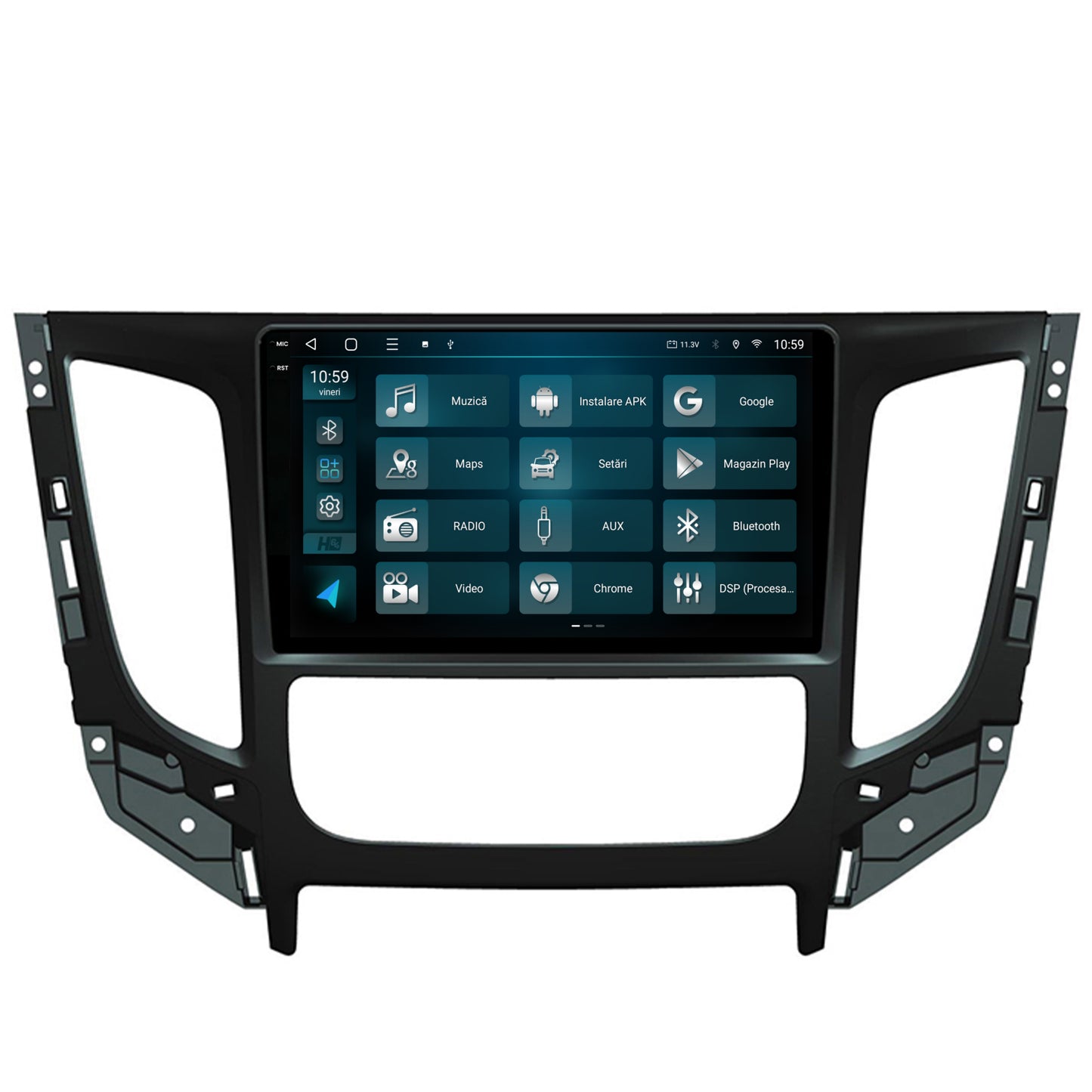 Navigatie 2K HUB64 Mitsubishi L200 (2014-2020), 8GB RAM, Android, Octacore, Slot Sim 4G, DSP, GPS, Wi-FI, Carplay, Android Auto, USB, Bluetooth, Waze, Touchscreen, 9.5 Inch