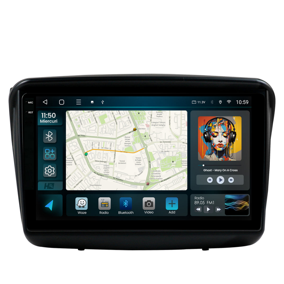 Navigatie 2K HUB64 Mitsubishi L200 / Pajero Sport, 4GB RAM, Android, Octacore, Slot Sim 4G, DSP, GPS, Wi-FI, Carplay, Android Auto, USB, Bluetooth, Waze, Touchscreen, 9.5 Inch