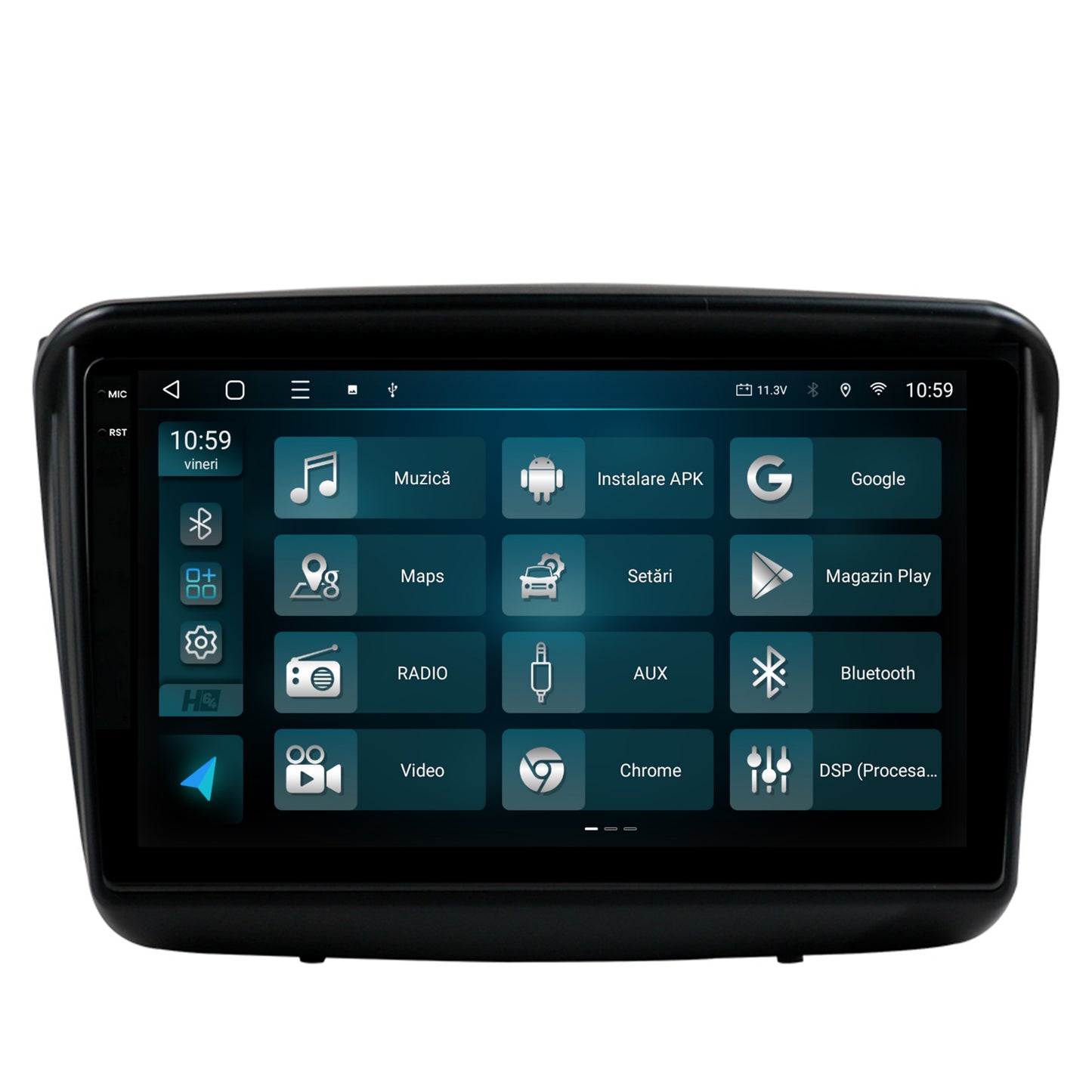 Navigatie 2K HUB64 Mitsubishi L200 / Pajero Sport, 8GB RAM, Android, Octacore, Slot Sim 4G, DSP, GPS, Wi-FI, Carplay, Android Auto, USB, Bluetooth, Waze, Touchscreen, 9.5 Inch