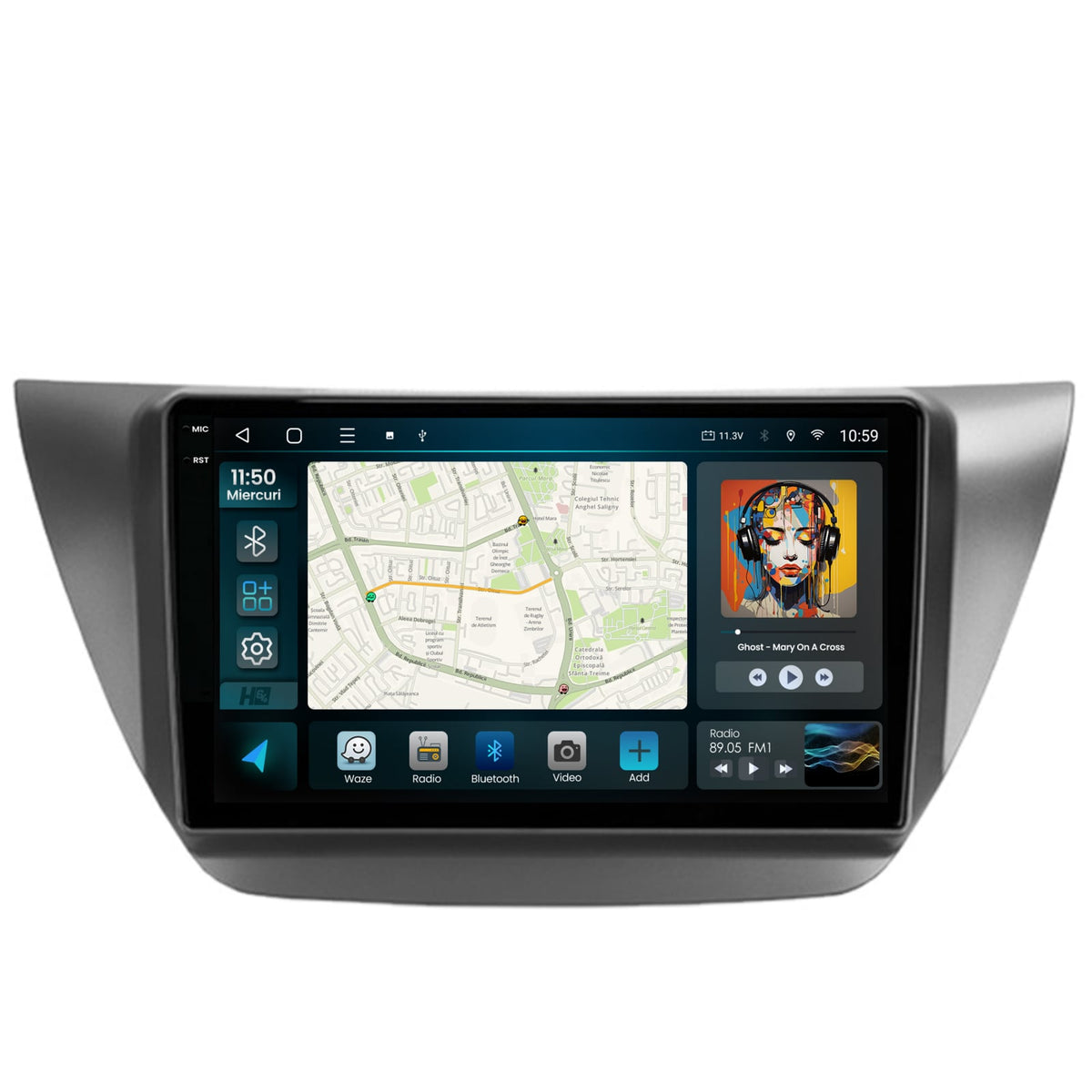 Navigatie 2K HUB64 Mitsubishi Lancer (2003-2007), 8GB RAM, Android, Octacore, Slot Sim 4G, DSP, GPS, Wi-FI, Carplay, Android Auto, USB, Bluetooth, Waze, Touchscreen, 9.5 Inch