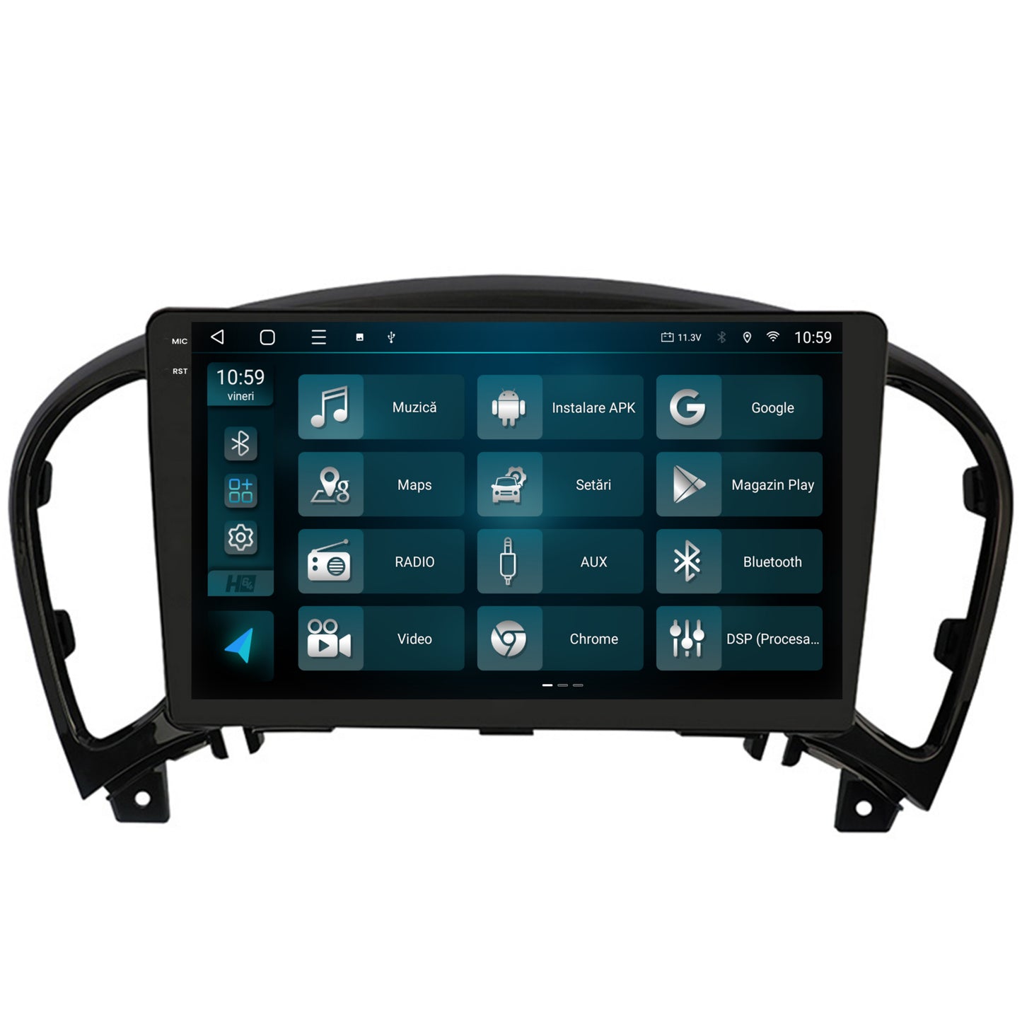 Navigatie 2K HUB64 Nissan Juke (2010-2019), 4GB RAM, Android, Octacore, Slot Sim 4G, DSP, GPS, Wi-FI, Carplay, Android Auto, USB, Bluetooth, Waze, Touchscreen, 9.5 Inch