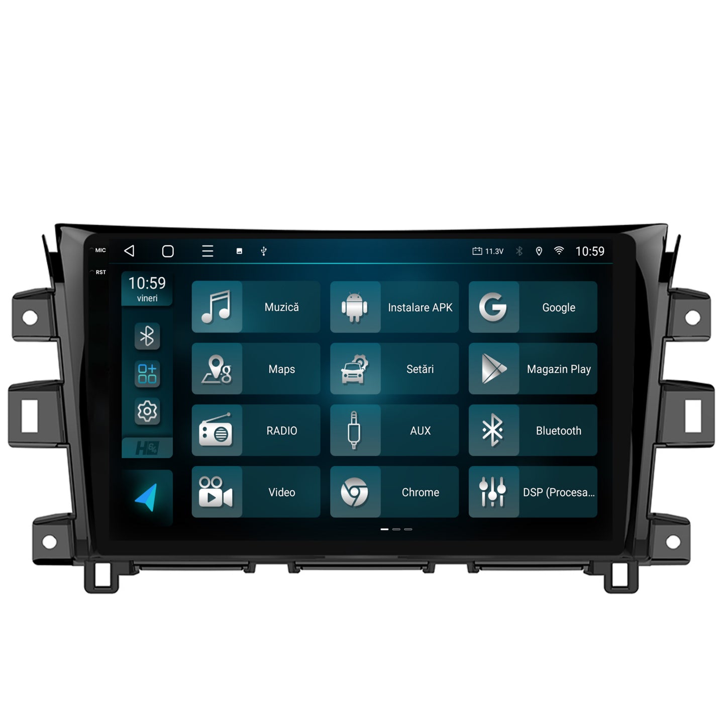 Navigatie 2K HUB64 Nissan Navara (2015+), 4GB RAM, Android, Octacore, Slot Sim 4G, DSP, GPS, Wi-FI, Carplay, Android Auto, USB, Bluetooth, Waze, Touchscreen, 10.36 Inch