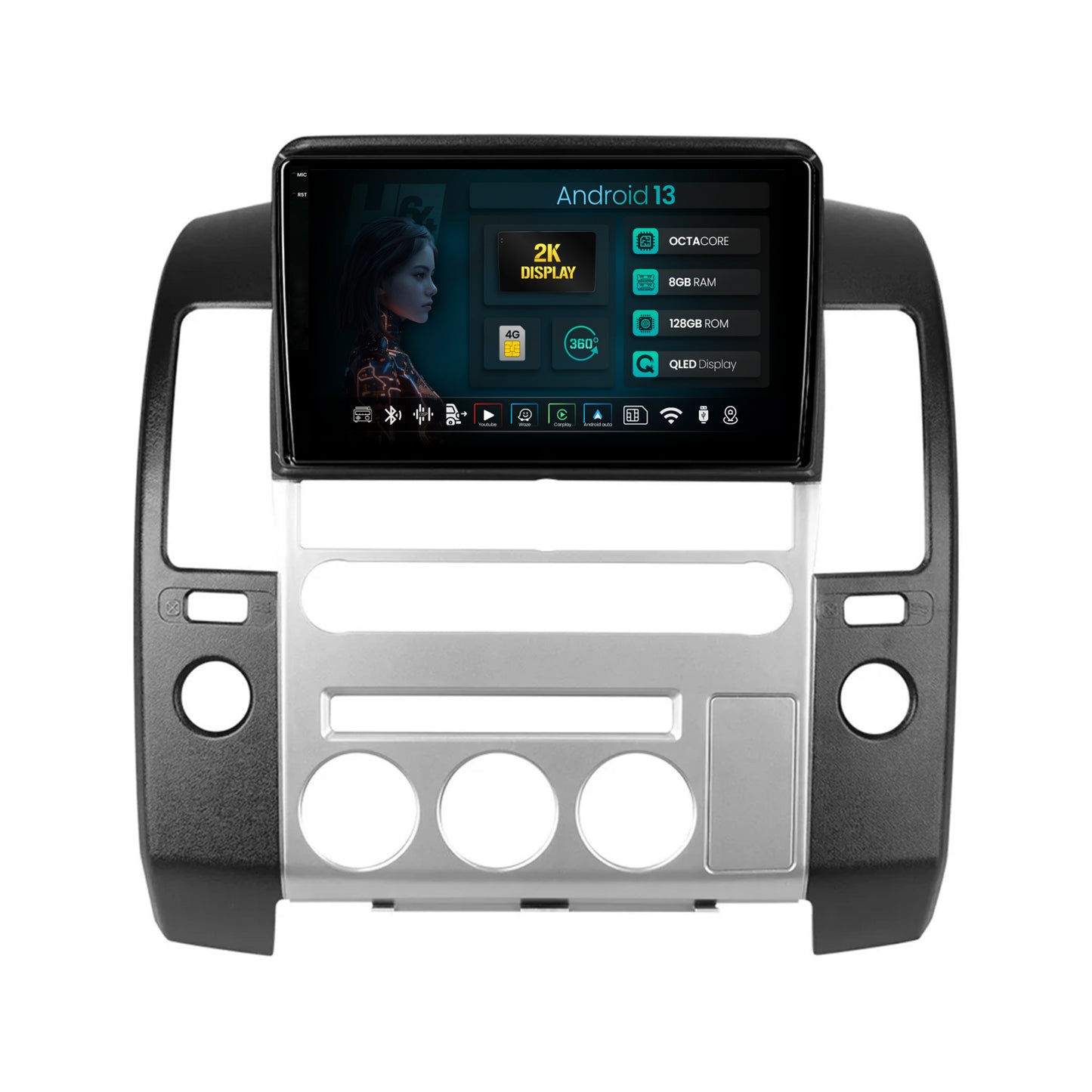 Navigatie 2K HUB64 Nissan Pathfinder-Navara (2005-2014), 8GB RAM, Android, Octacore, Slot Sim 4G, DSP, GPS, Wi-FI, Carplay, Android Auto, USB, Bluetooth, Waze, Touchscreen, 9.5 Inch