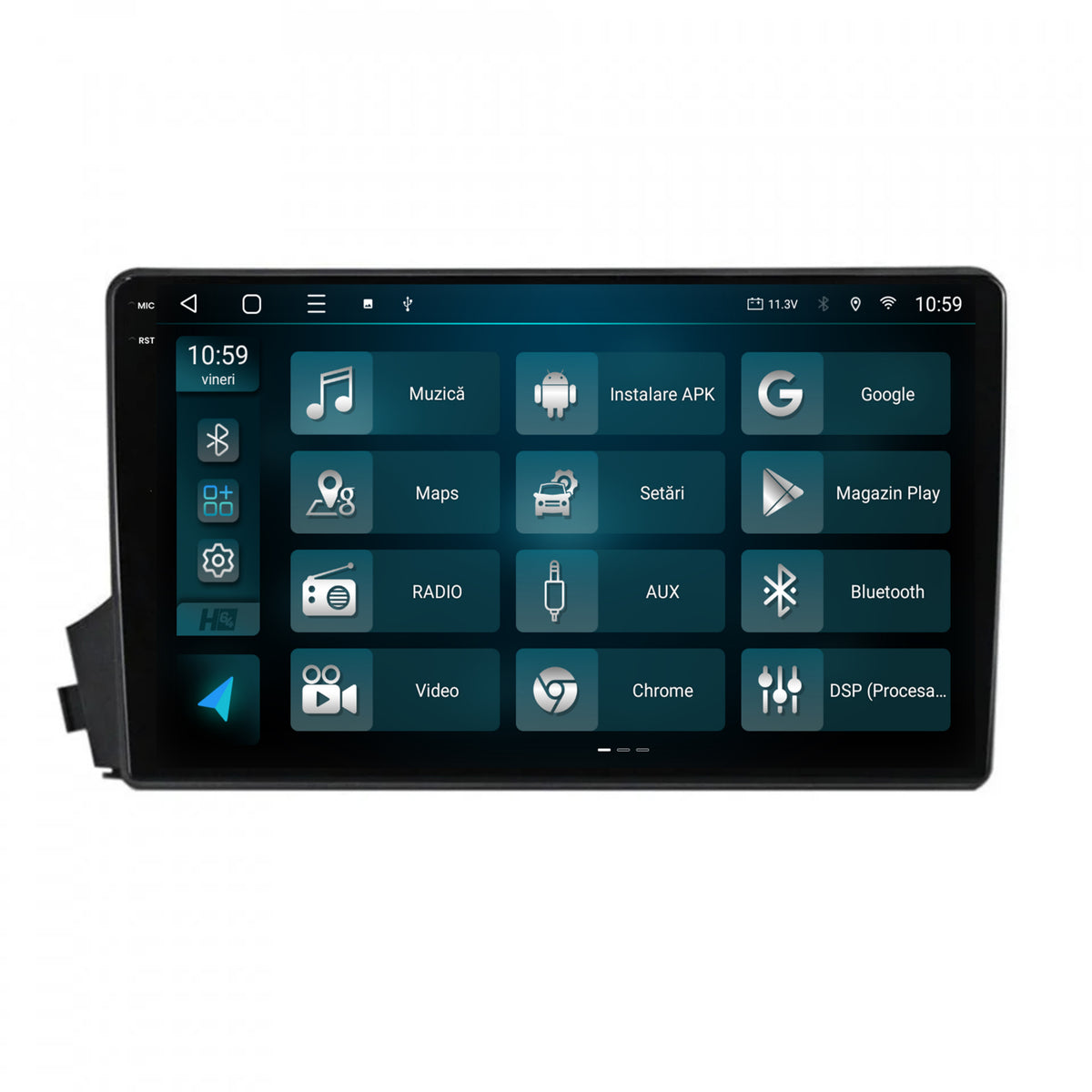 Navigatie 2K HUB64 Ssangyong Actyon-Kyron (2005-2011), 8GB RAM, Android, Octacore, Slot Sim 4G, DSP, GPS, Wi-FI, Carplay, Android Auto, USB, Bluetooth, Waze, Touchscreen, 9.5 Inch
