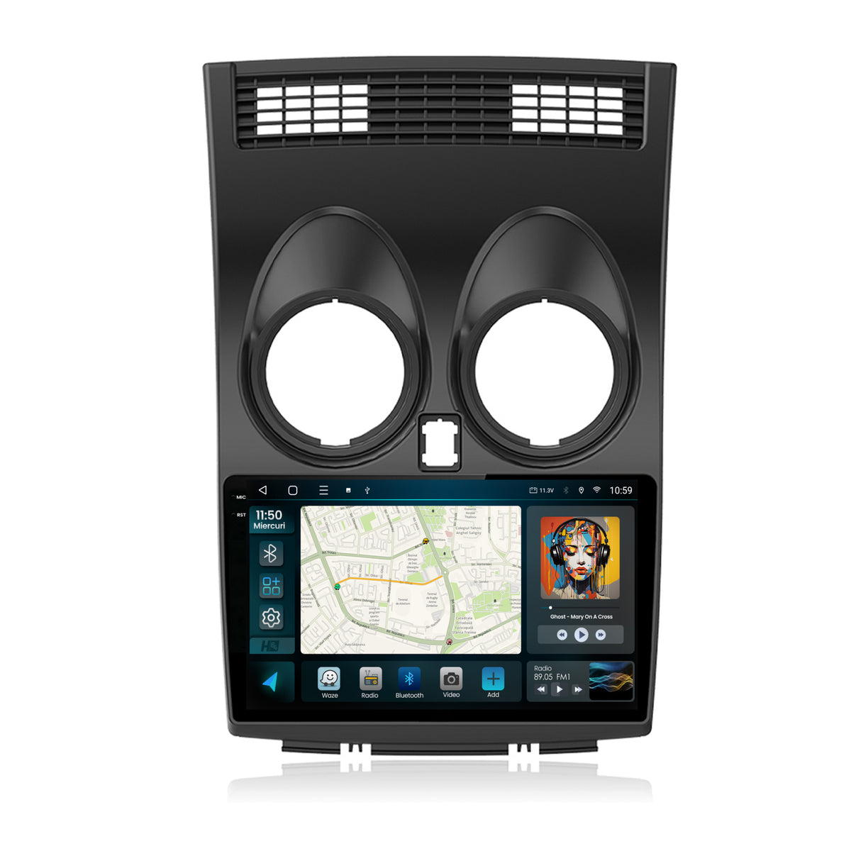 Navigatie 2K HUB64 Nissan Qashqai (2006-2014), 8GB RAM, Android, Octacore, Slot Sim 4G, DSP, GPS, Wi-FI, Carplay, Android Auto, USB, Bluetooth, Waze, Touchscreen, 9.5 Inch