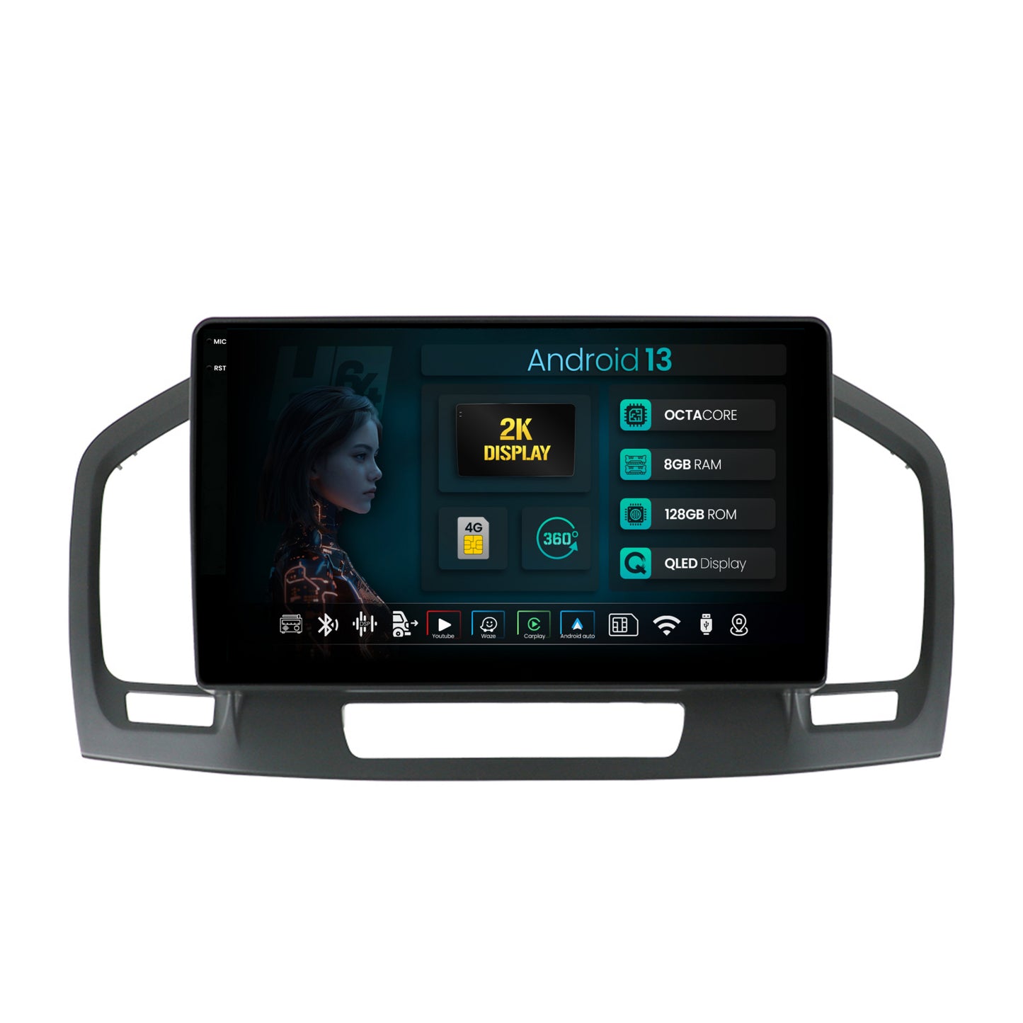 Navigatie 2K HUB64 Opel Insignia (2008-2013), 8GB RAM, Android, Octacore, Slot Sim 4G, DSP, GPS, Wi-FI, Carplay, Android Auto, USB, Bluetooth, Waze, Touchscreen, 9.5 Inch