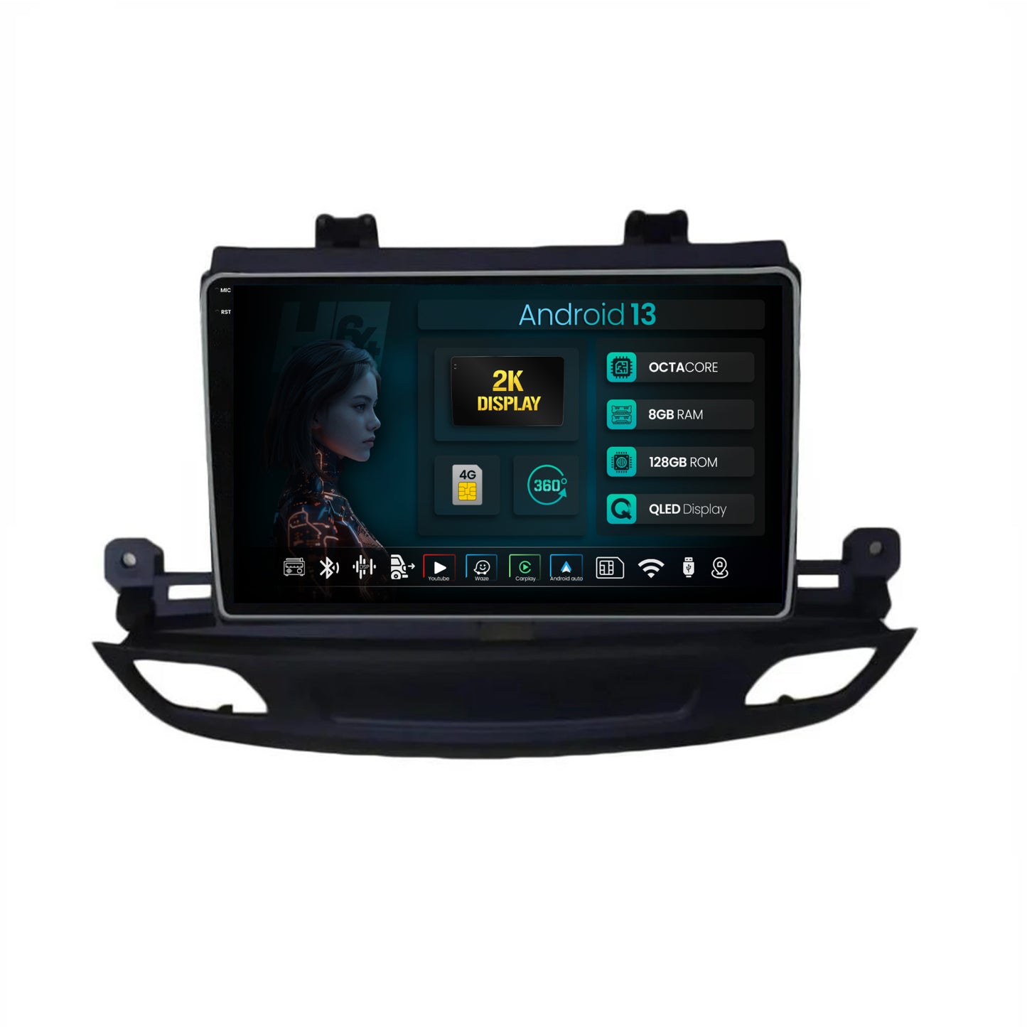 Navigatie 2K HUB64 Opel Insignia (2017+), 8GB RAM, Android, Octacore, Slot Sim 4G, DSP, GPS, Wi-FI, Carplay, Android Auto, USB, Bluetooth, Waze, Touchscreen, 9.5 Inch