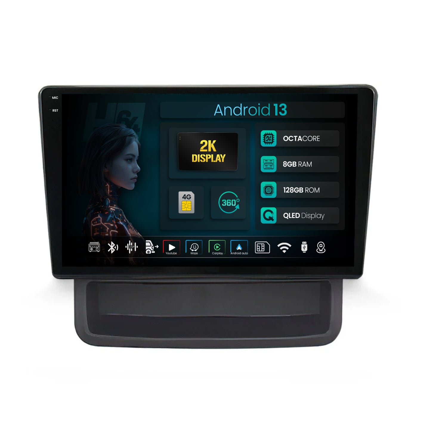 Navigatie 2K HUB64 Renault Trafic / Opel Vivaro (2010-2014), 8GB RAM, Android, Octacore, Slot Sim 4G, DSP, GPS, Wi-FI, Carplay, Android Auto, USB, Bluetooth, Waze, Touchscreen, 10 inch