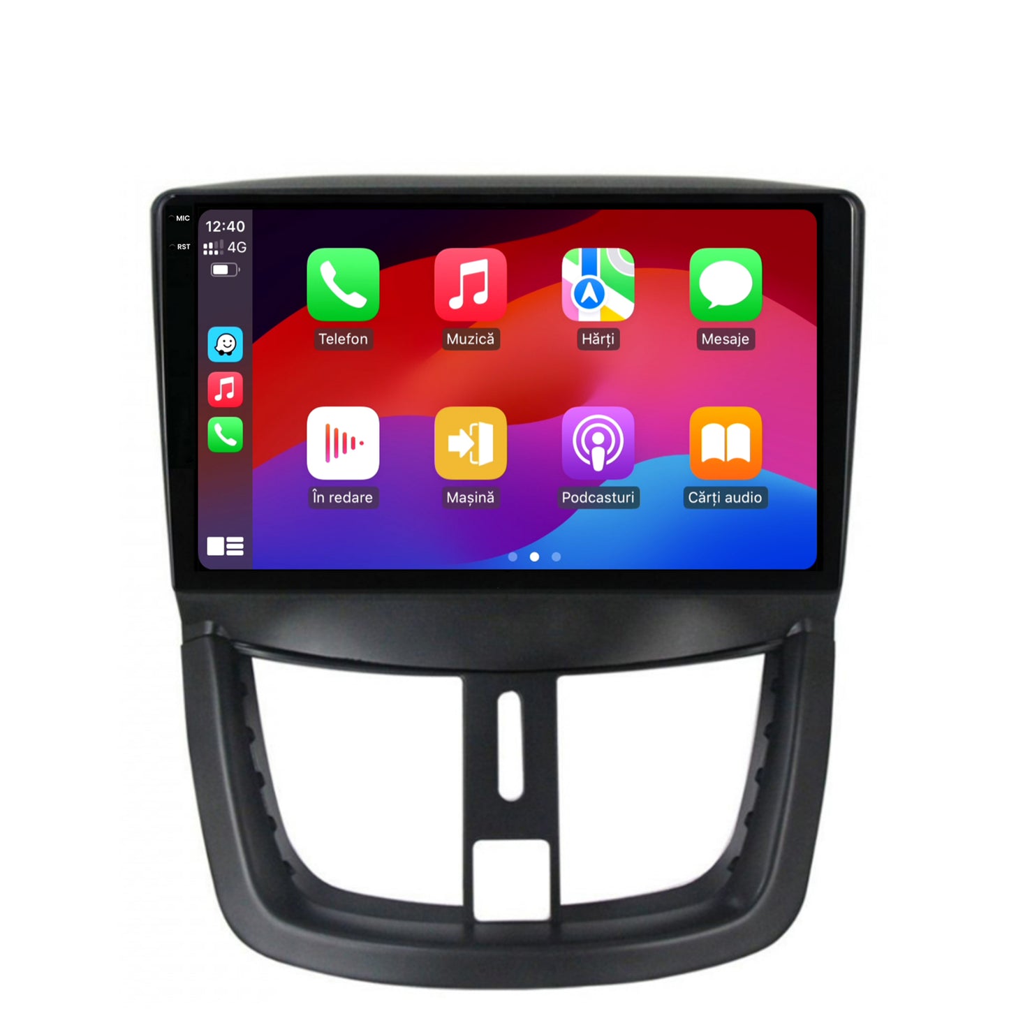 Navigatie 2K HUB64 Peugeot 207, 4GB RAM, Android, Octacore, Slot Sim 4G, DSP, GPS, Wi-FI, Carplay, Android Auto, USB, Bluetooth, Waze, Touchscreen, 9.5 Inch