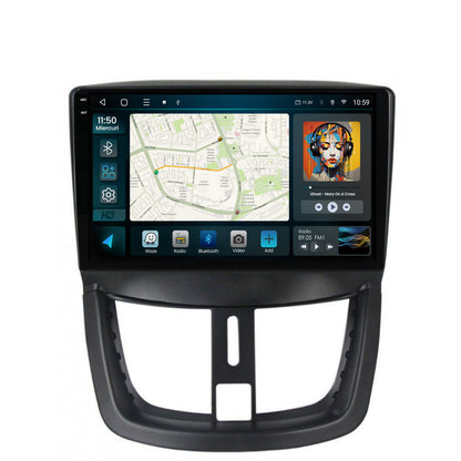 Navigatie 2K HUB64 Peugeot 207, 8GB RAM, Android, Octacore, Slot Sim 4G, DSP, GPS, Wi-FI, Carplay, Android Auto, USB, Bluetooth, Waze, Touchscreen, 9.5 Inch
